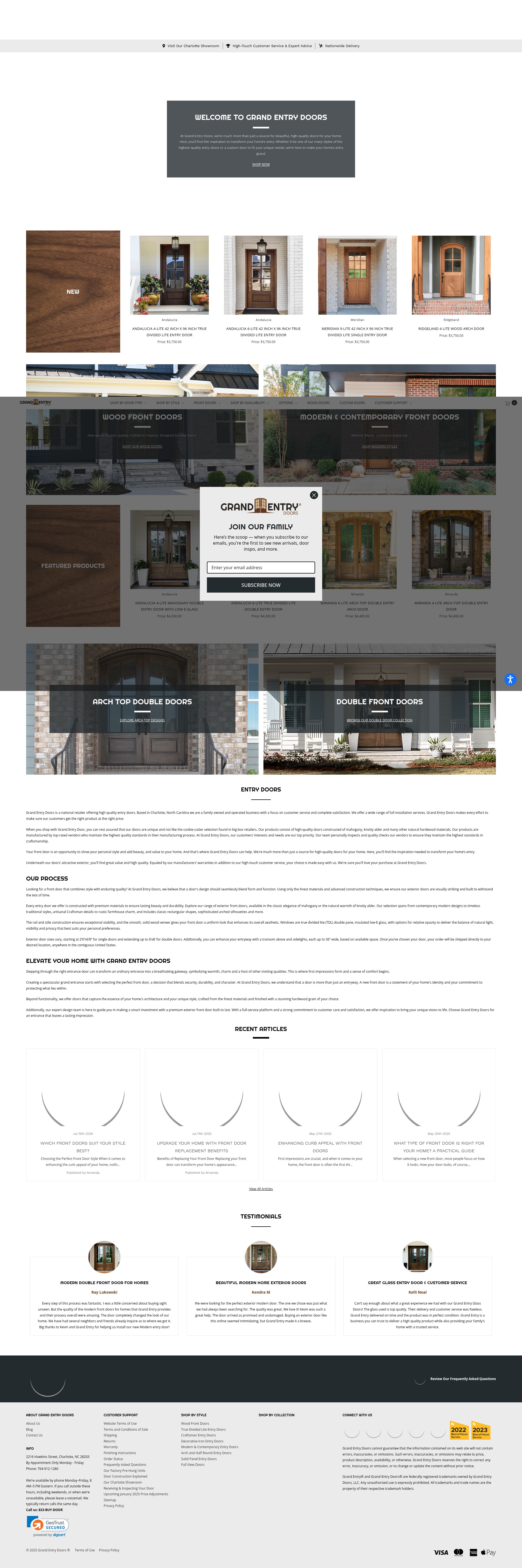 Screenshot of grandentrydoors.com