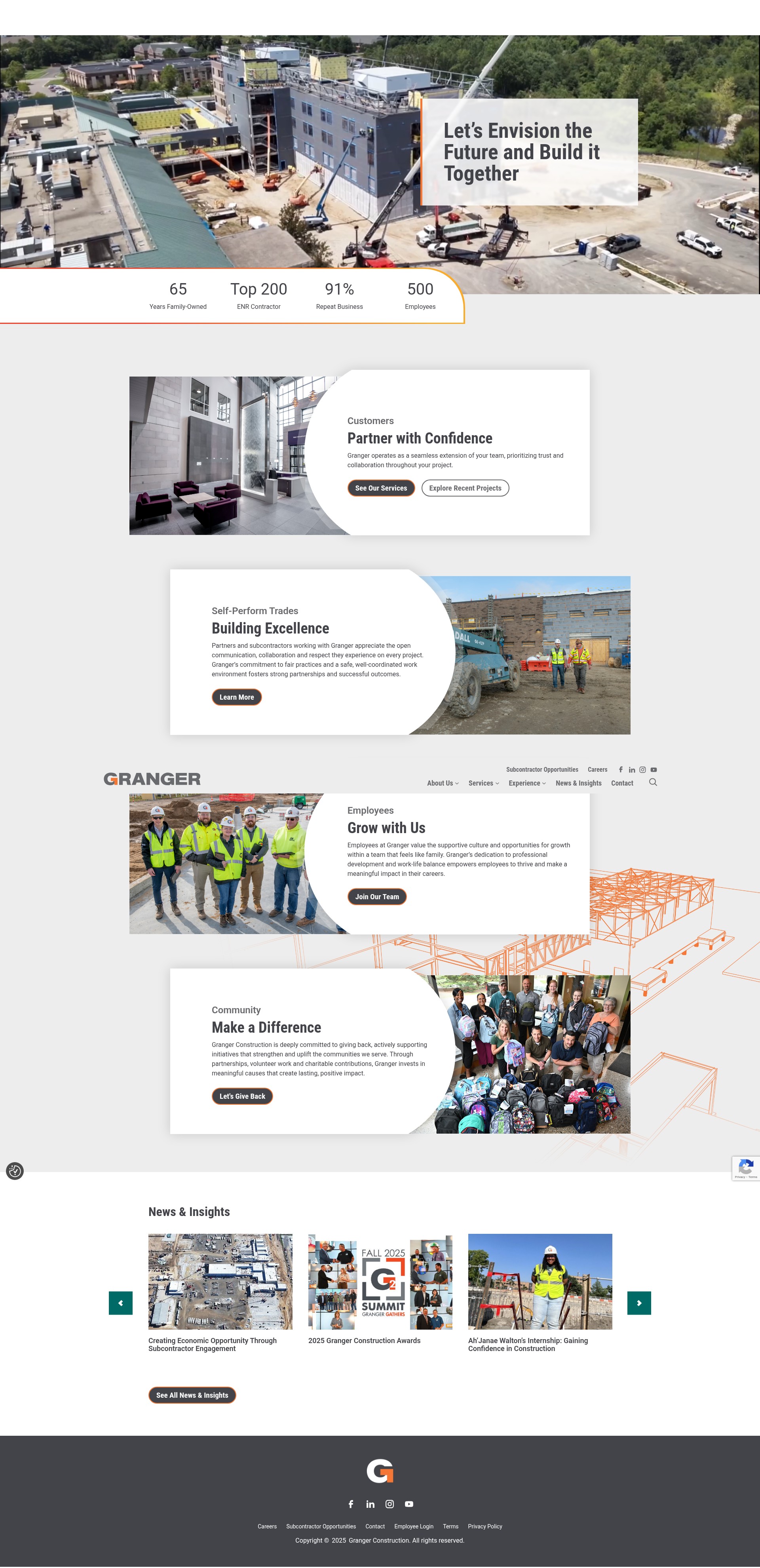 Screenshot of grangerconstruction.com