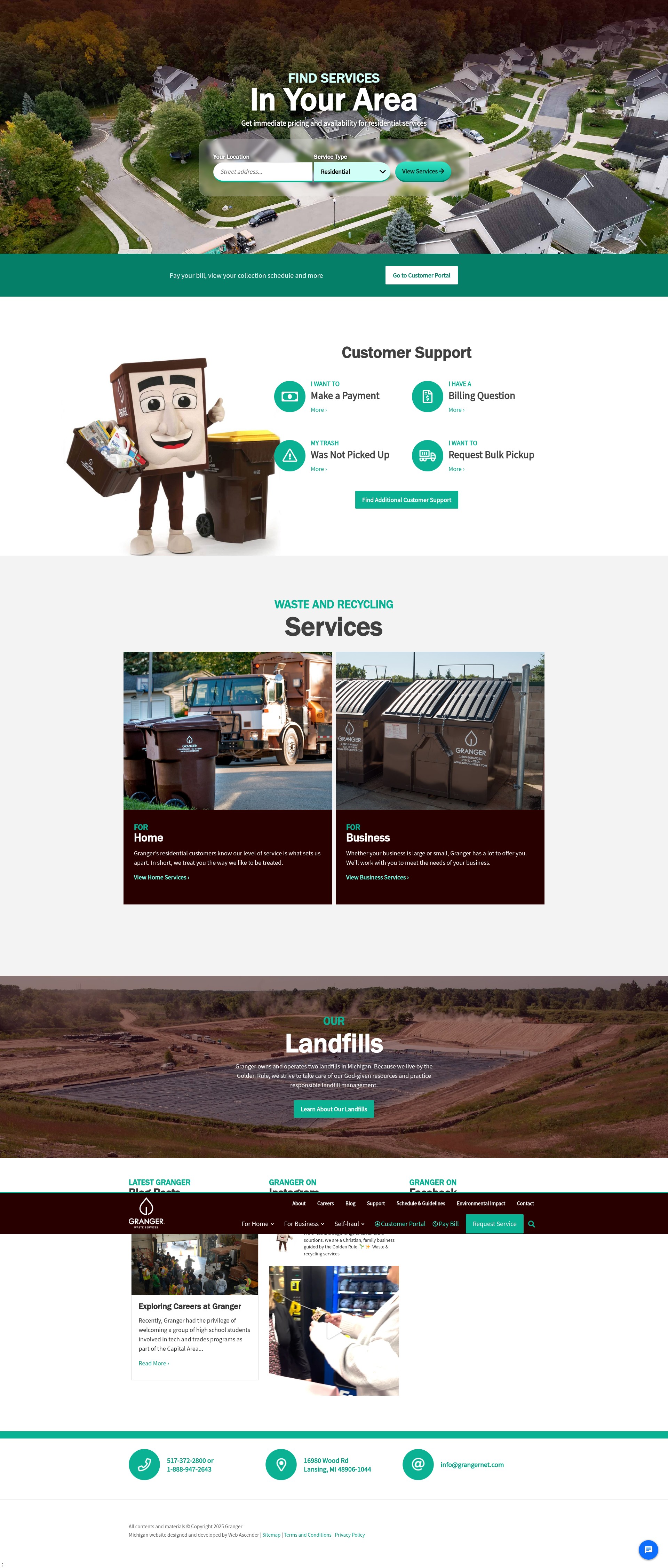 Screenshot of grangerwasteservices.com
