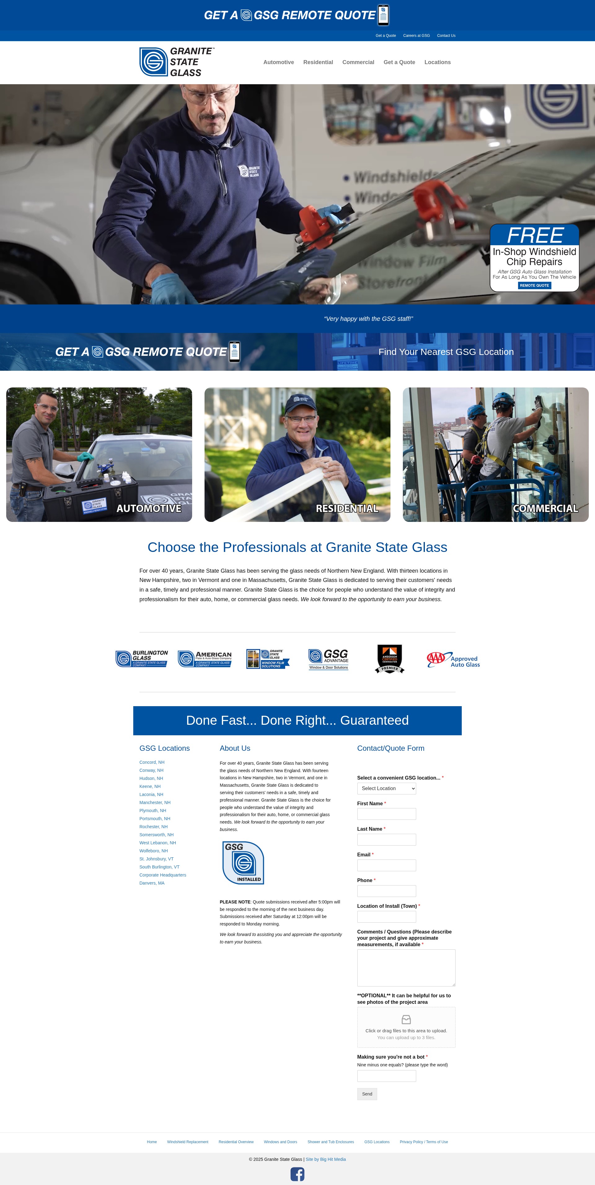 Screenshot of granitestateglass.com