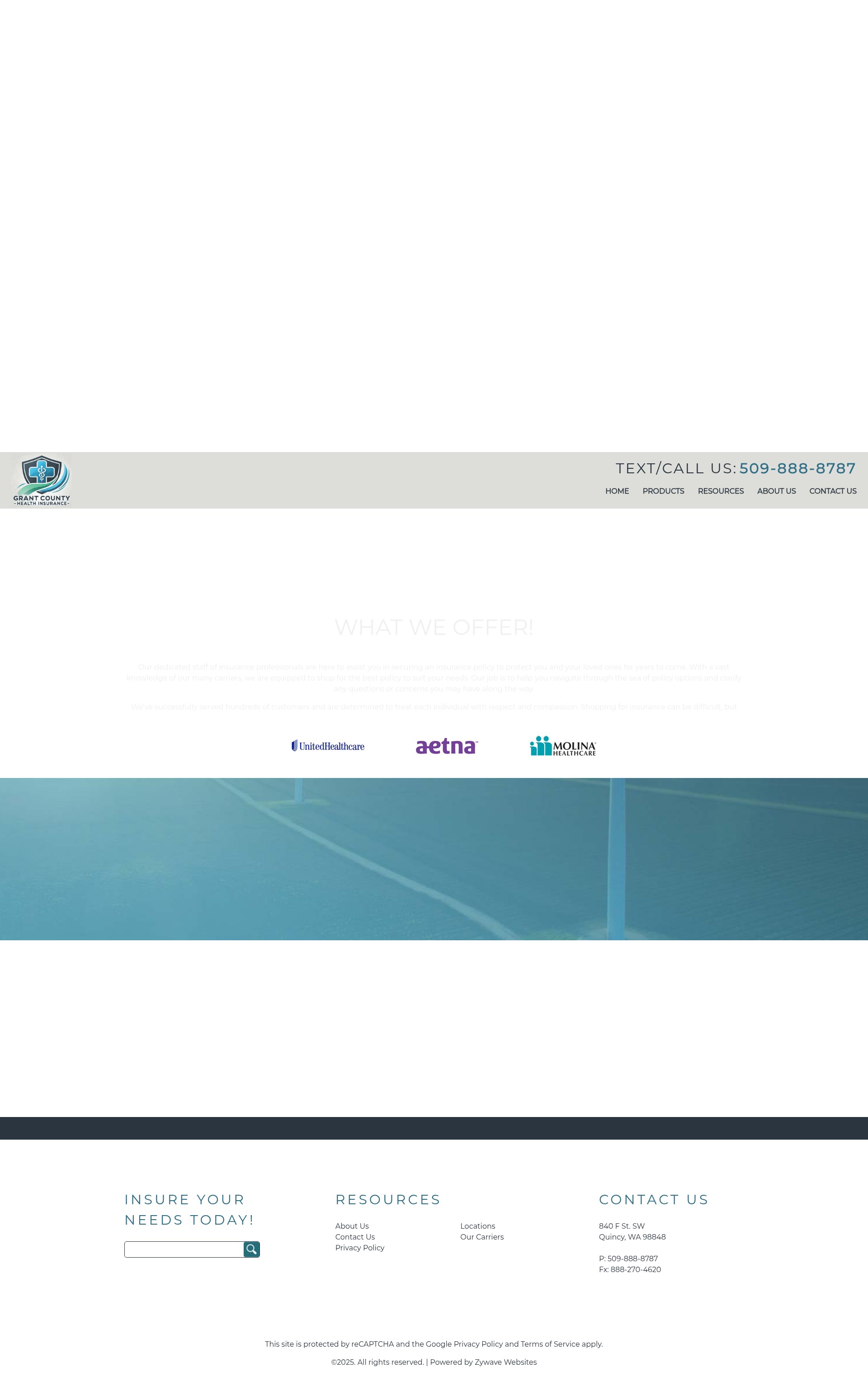 Screenshot of grantcountyhealthinsurance.com