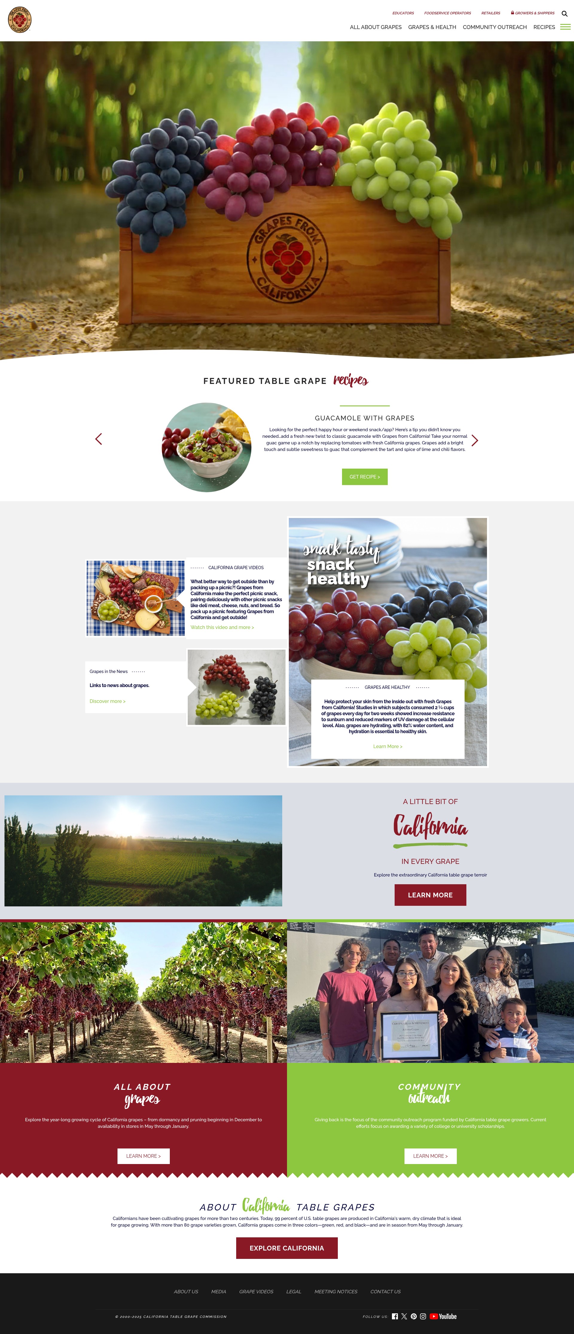 Screenshot of grapesfromcalifornia.com