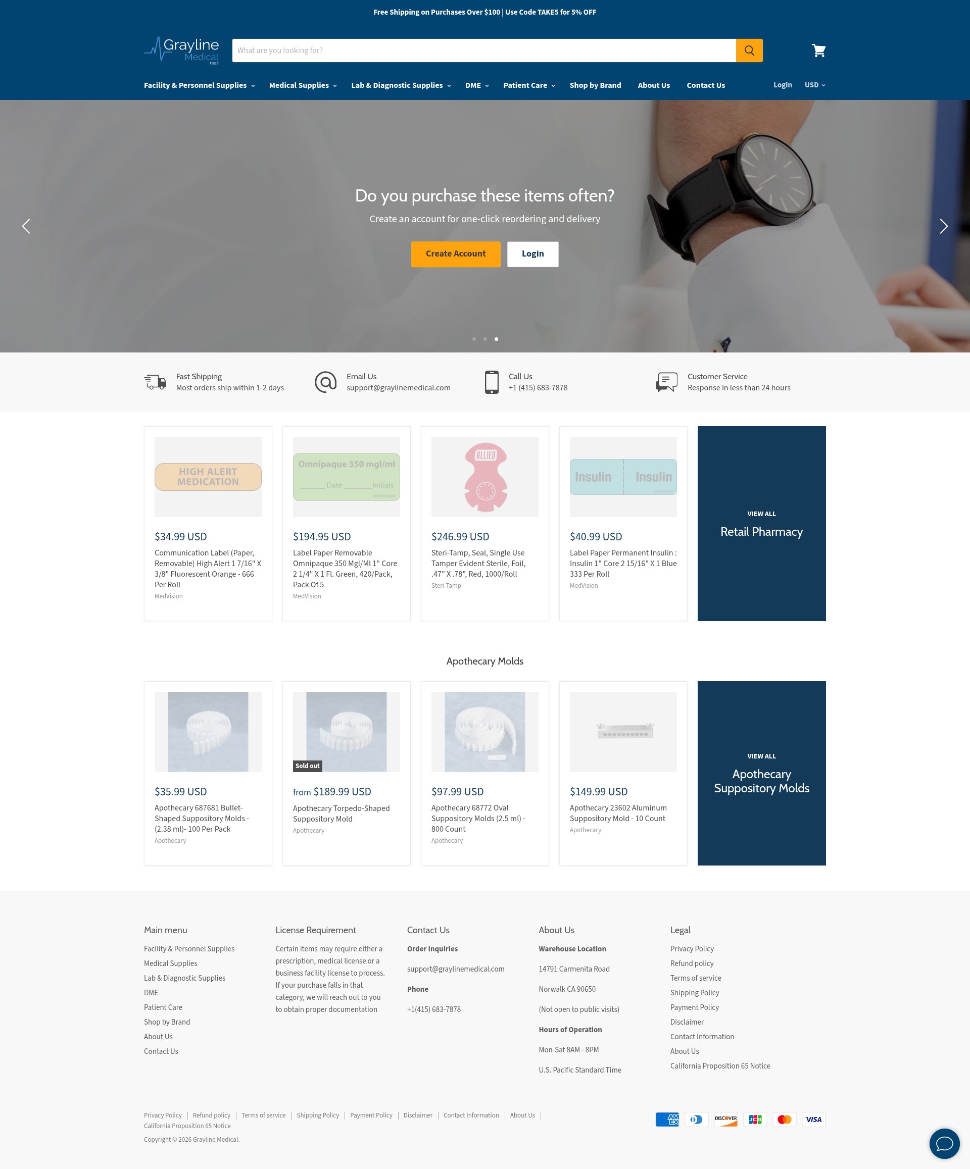 Screenshot of graylinemedical.com