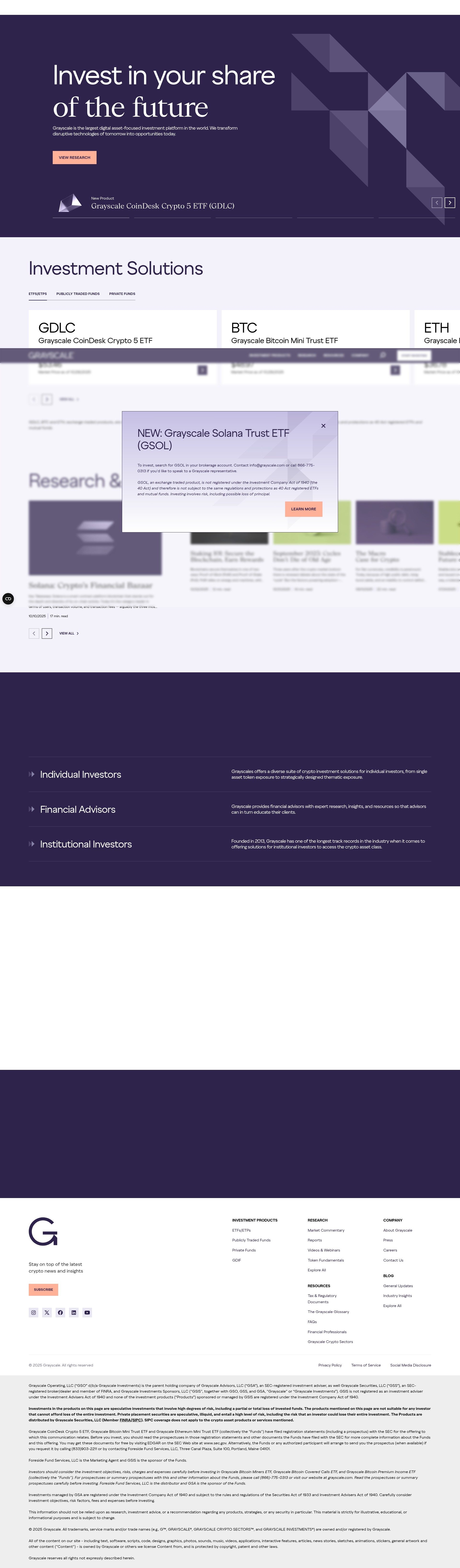 Screenshot of grayscale.com