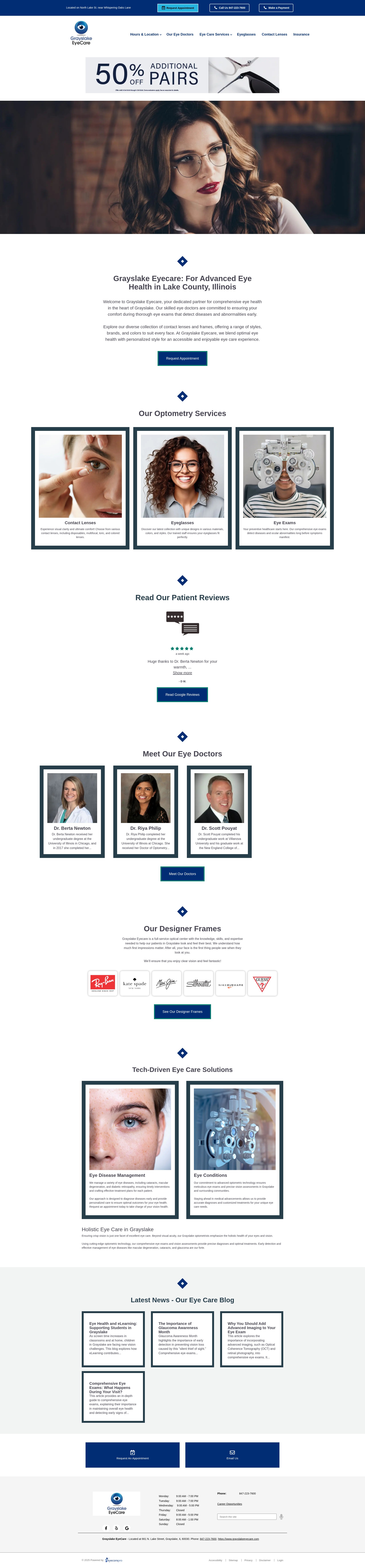 Screenshot of grayslakeeyecare.com