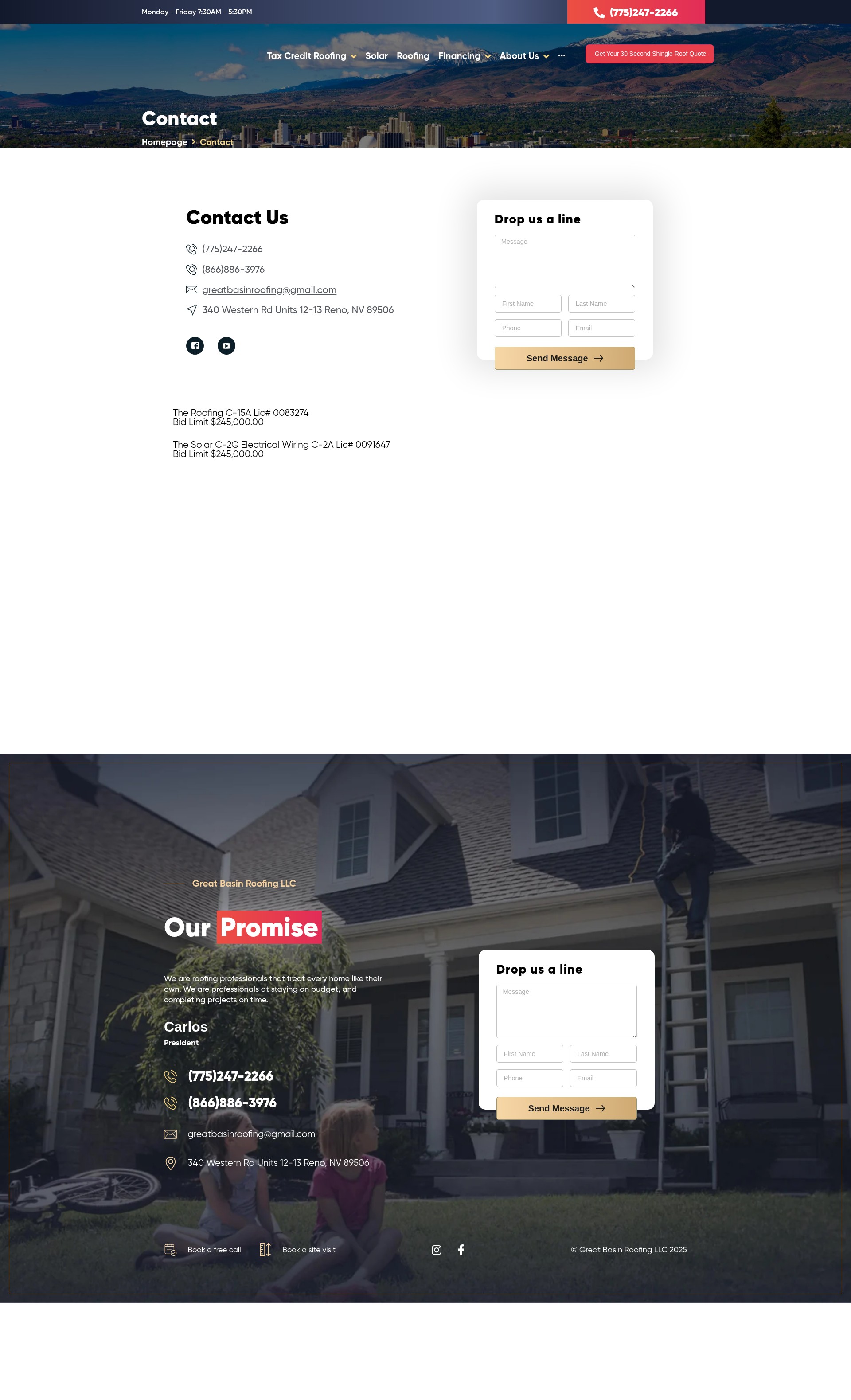 Screenshot of greatbasinroofing.com