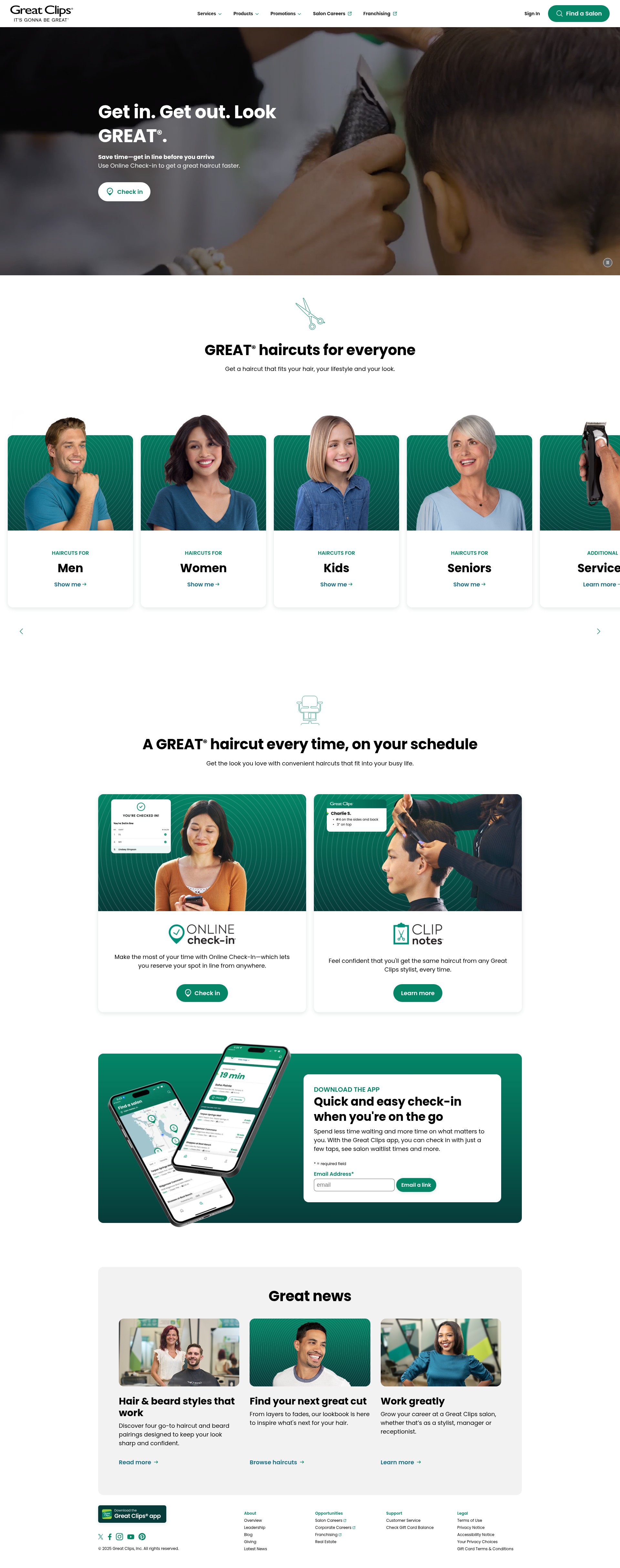 Screenshot of greatclips.com