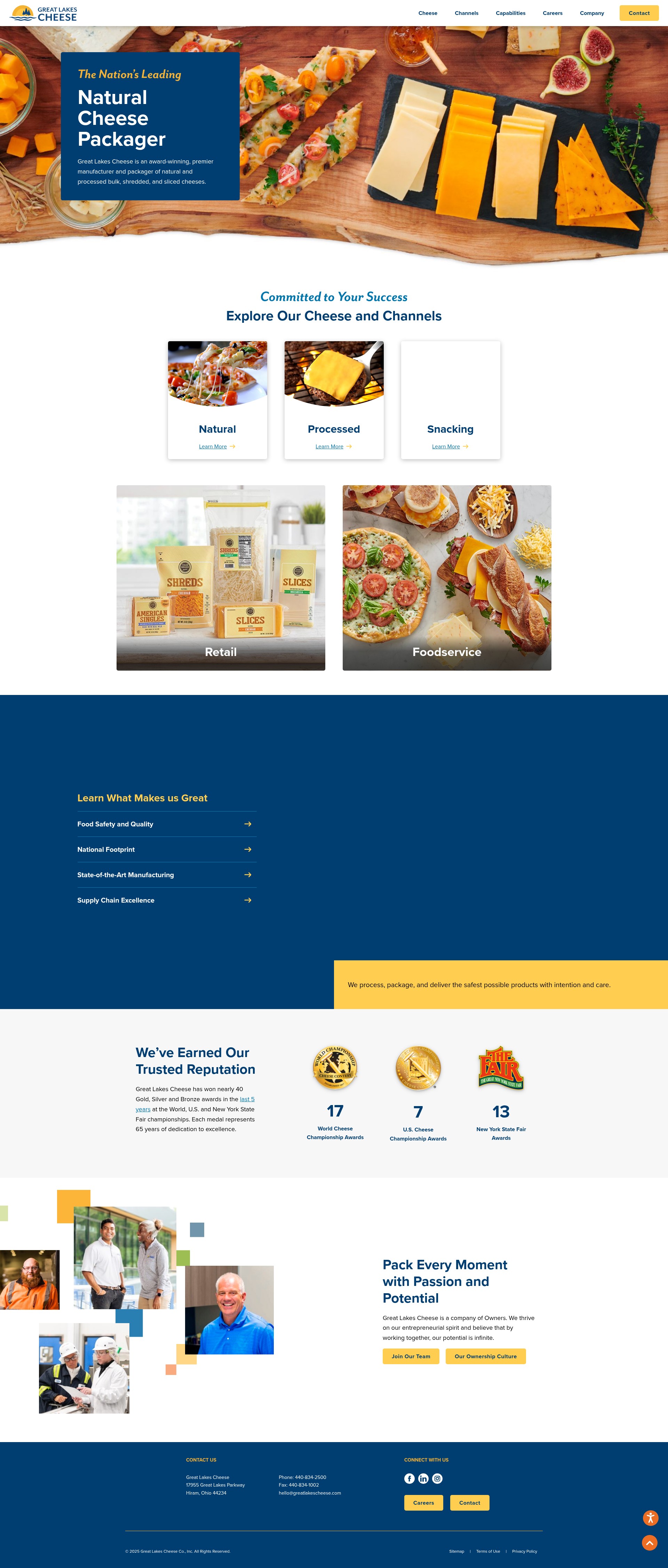 Screenshot of greatlakescheese.com