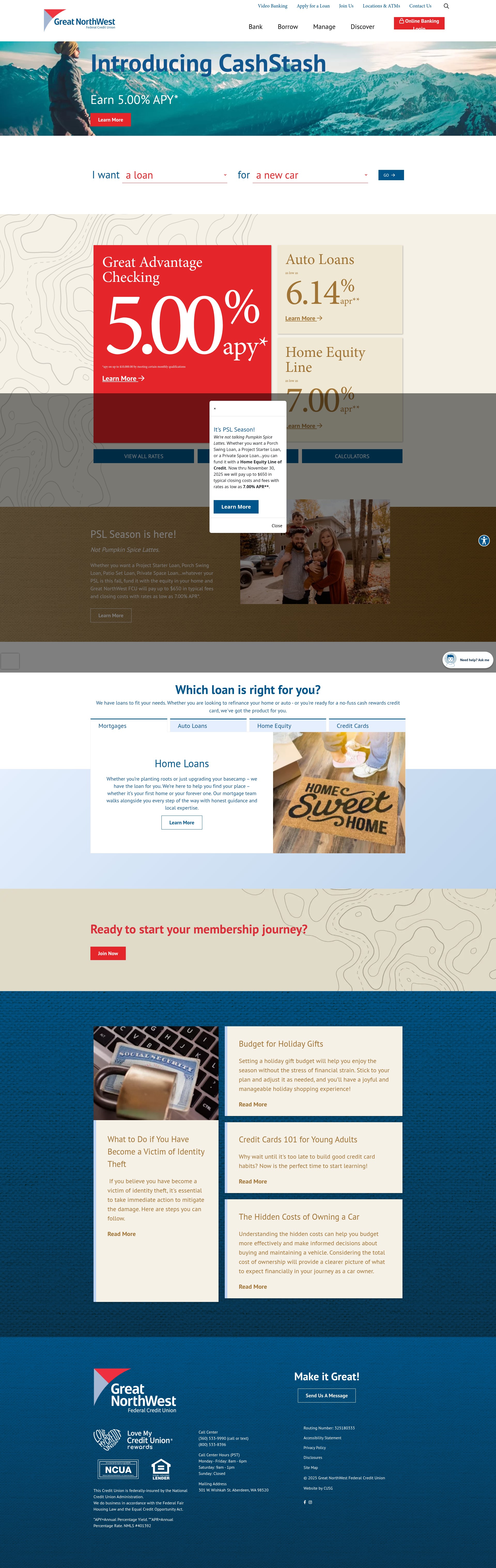 Screenshot of greatnwfcu.com