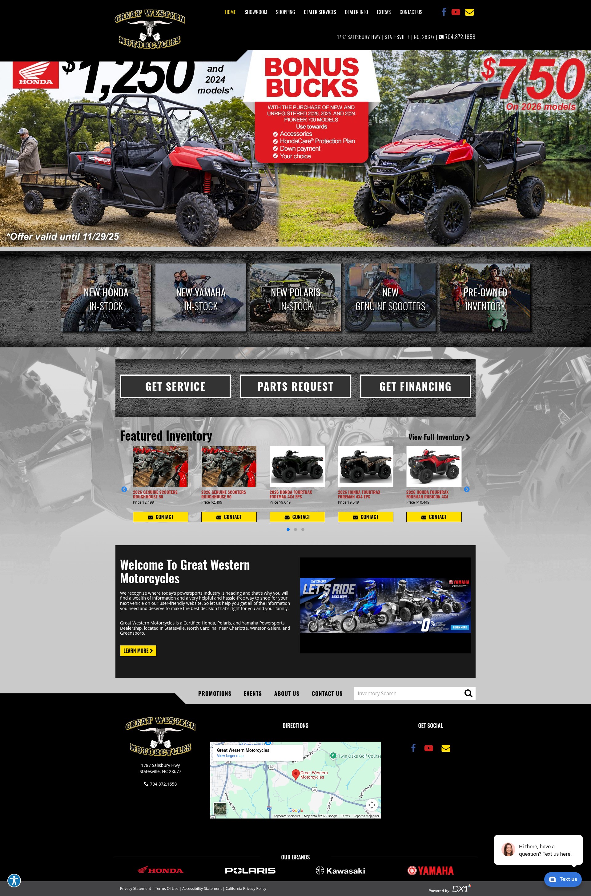 Screenshot of greatwesternmotorcycles.com