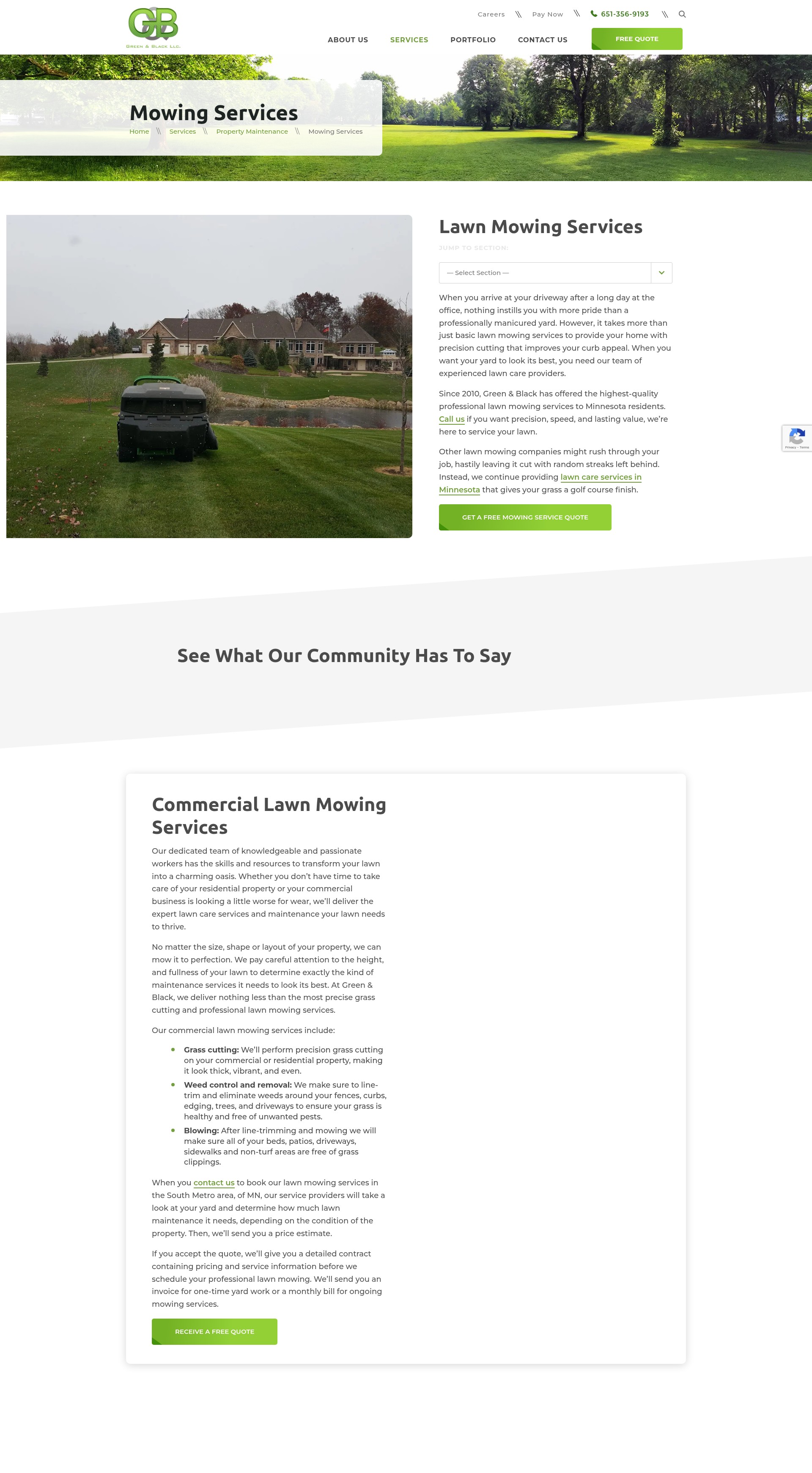 Screenshot of greenandblackmn.com