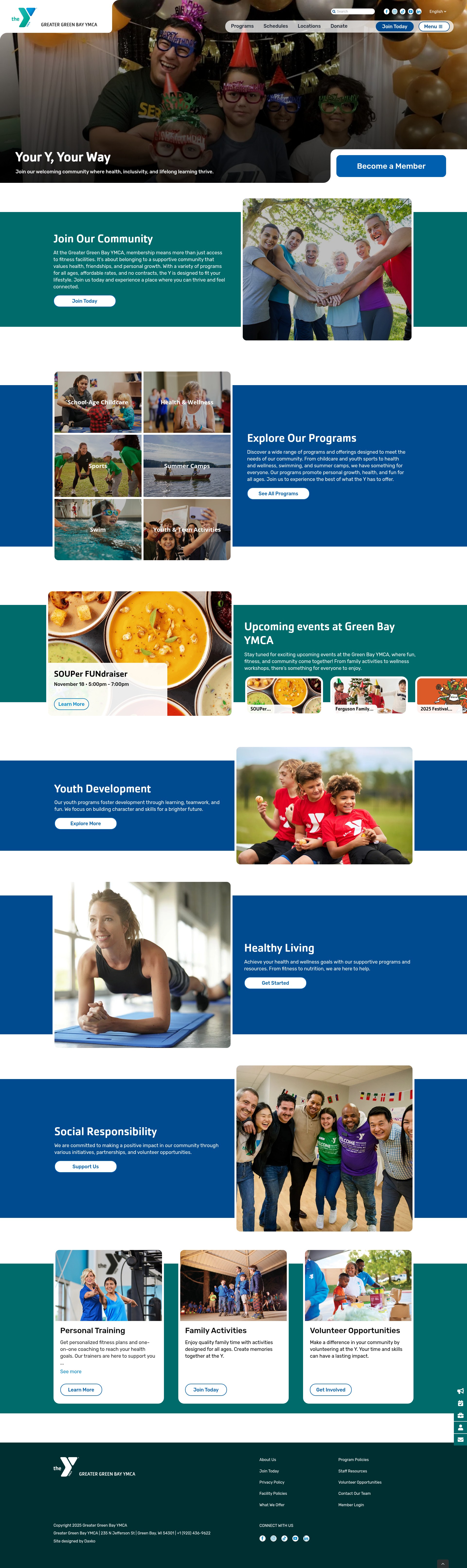Screenshot of greenbayymca.org