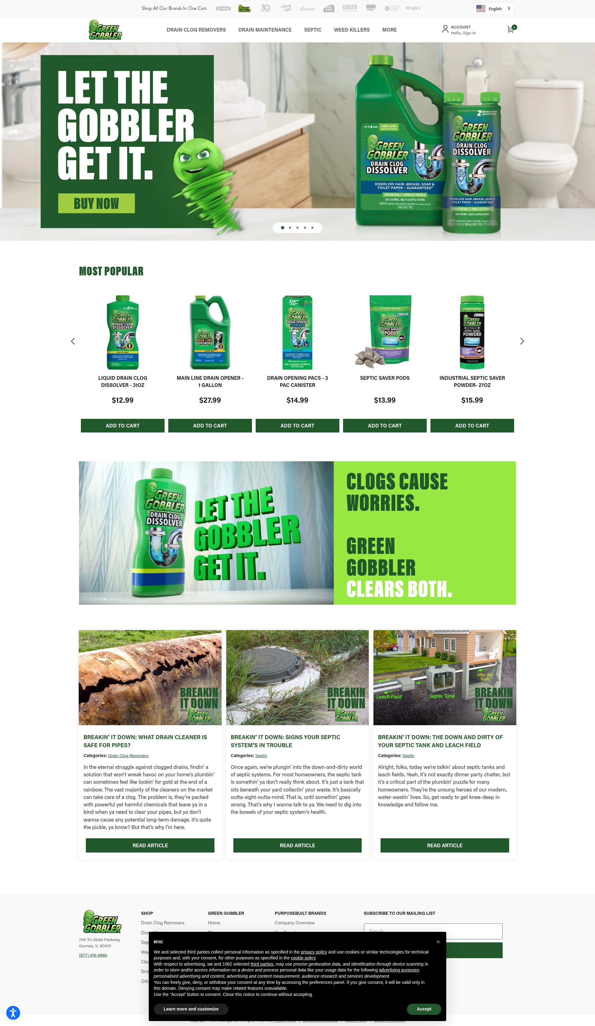 Screenshot of greengobbler.com