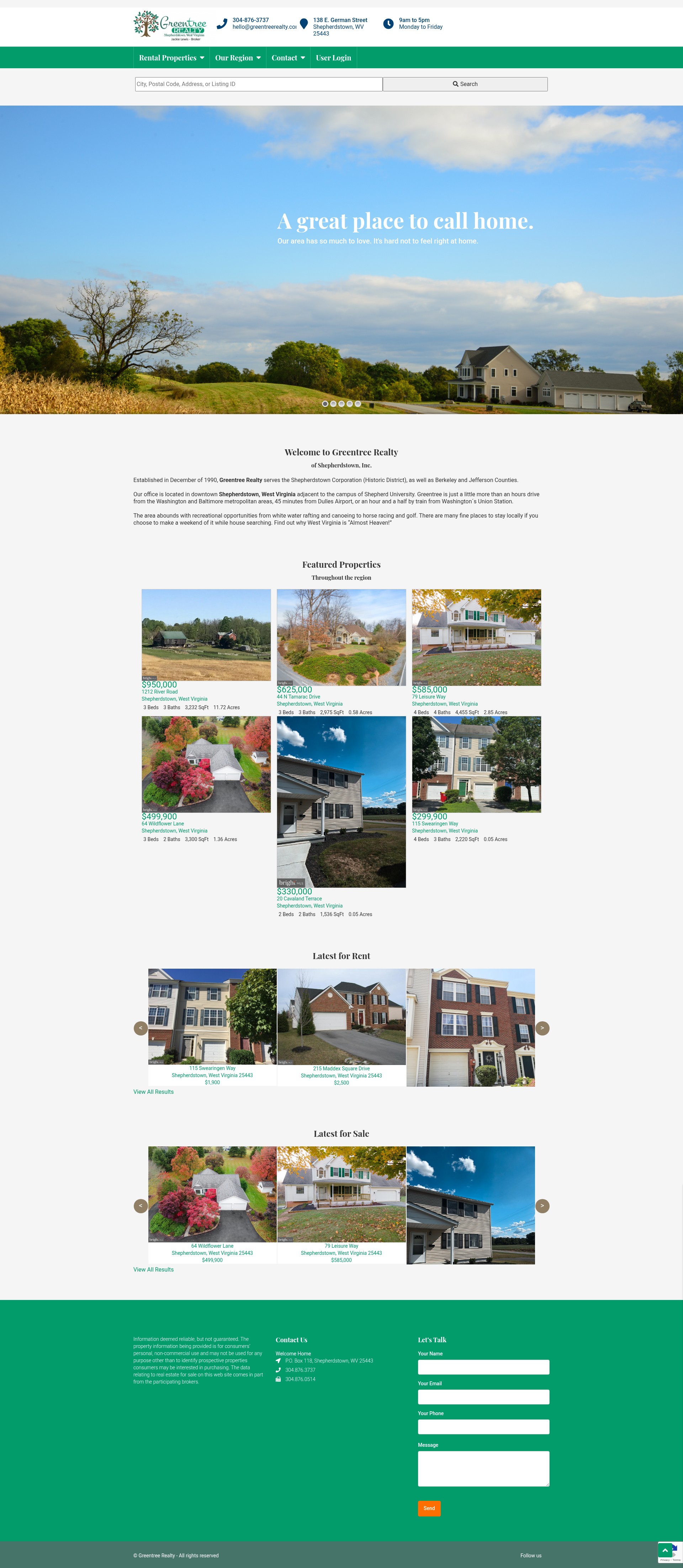 Screenshot of greentreerealty.com