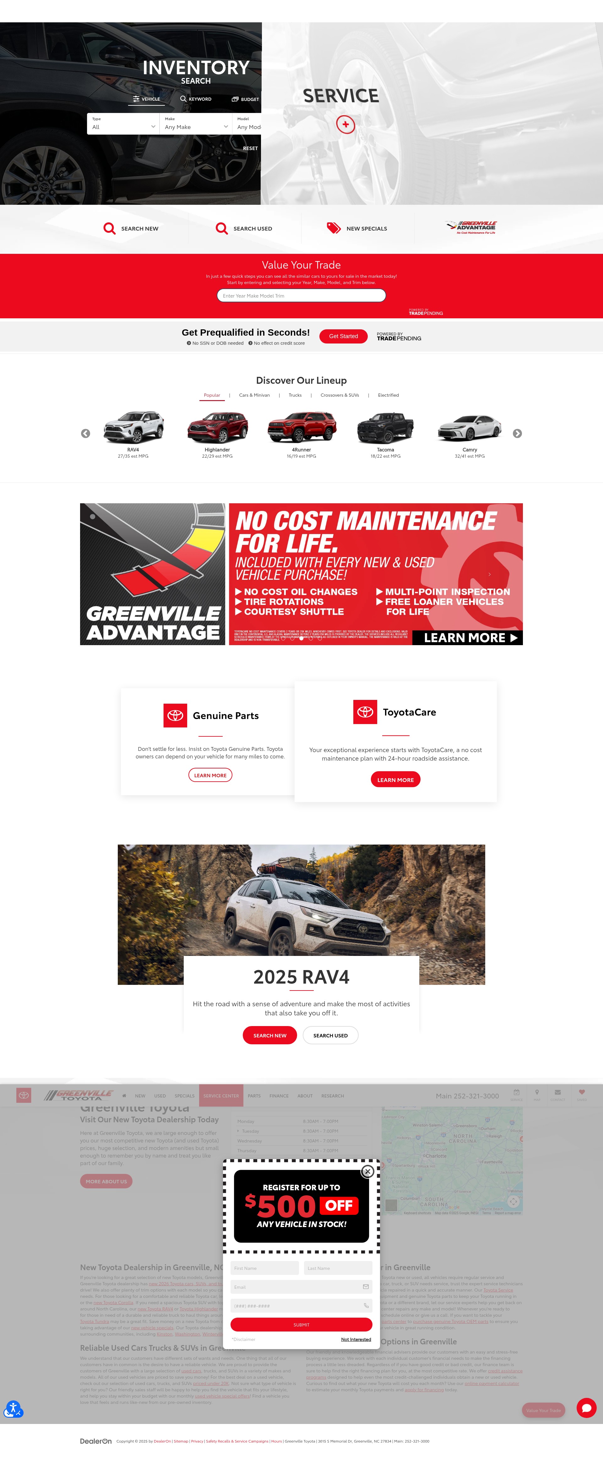 Screenshot of greenvilletoyota.com