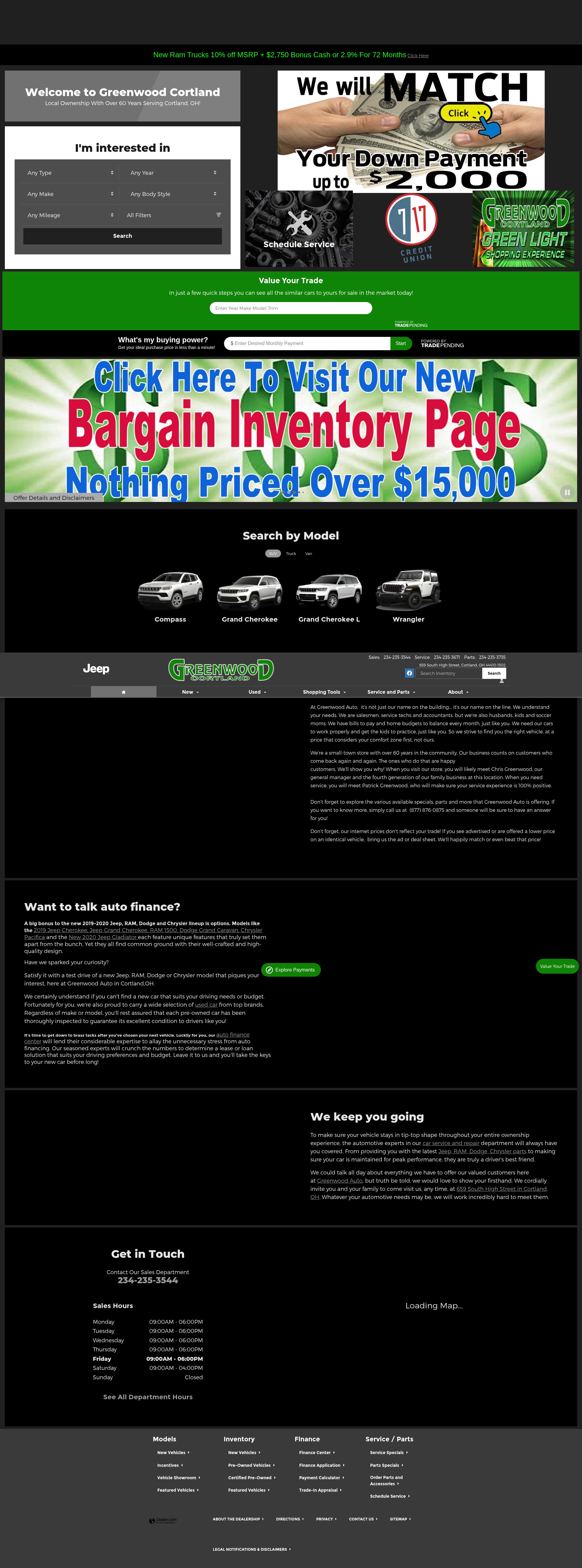 Screenshot of greenwoodautochryslerdodgejeep.com