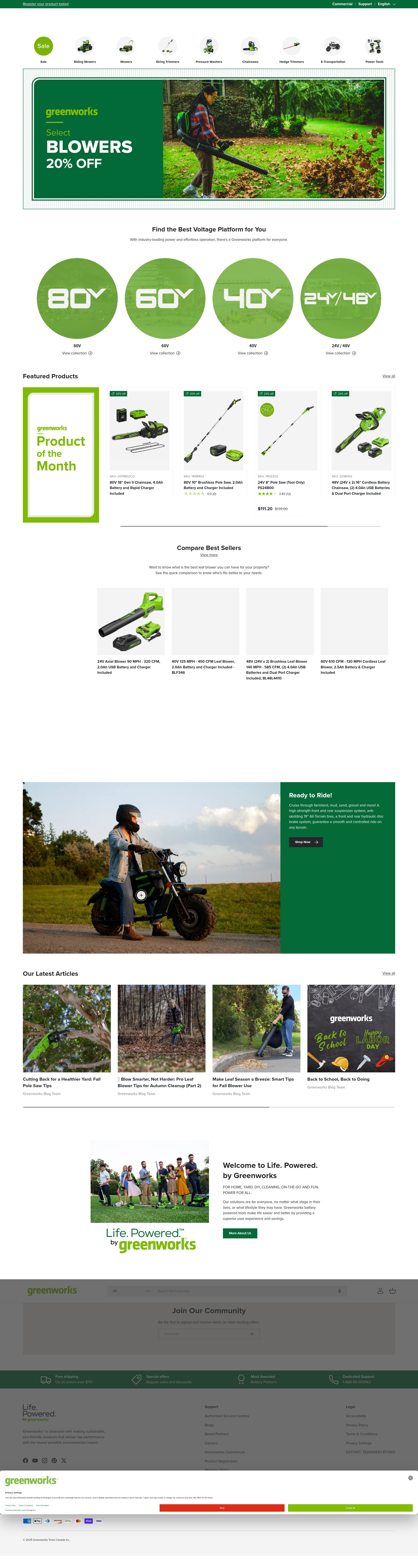 Screenshot of greenworkstools.ca