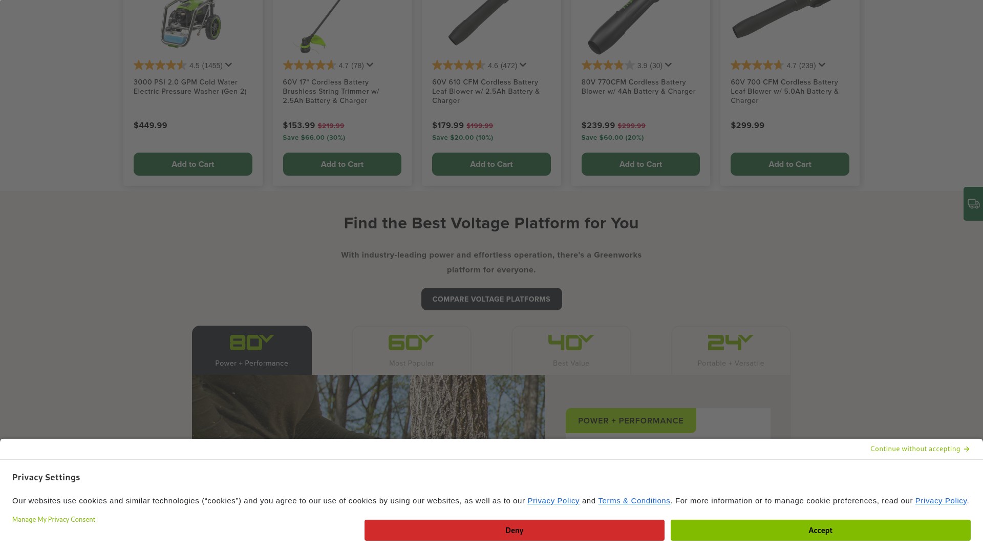Screenshot of greenworkstools.com