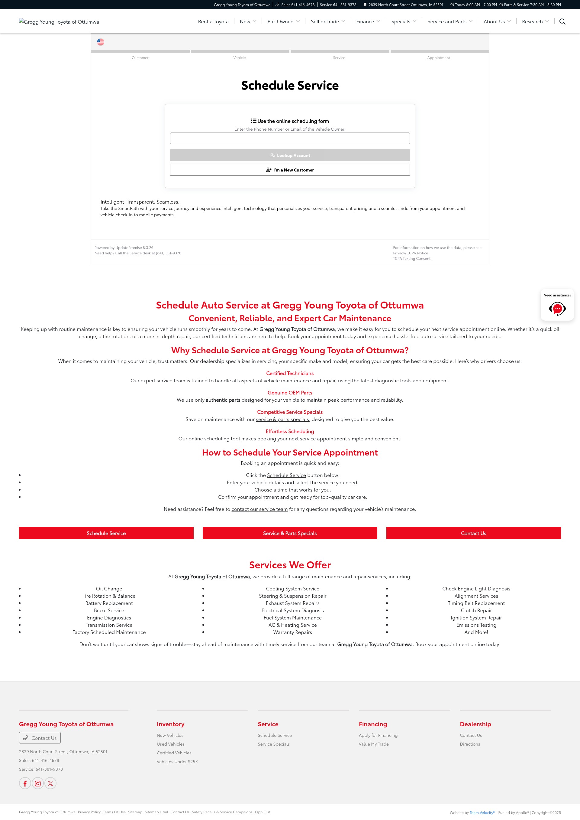 Screenshot of greggyoungtoyota.com