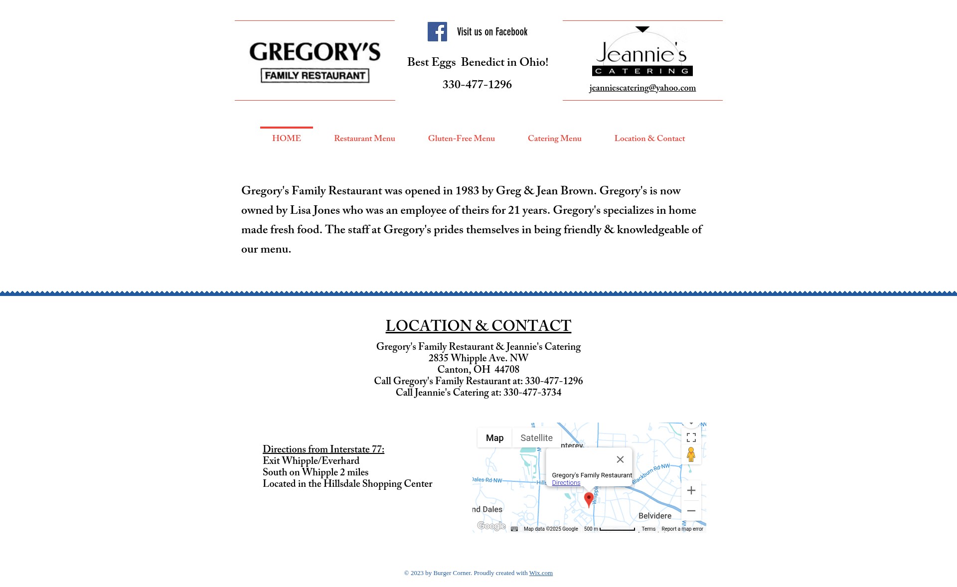 Screenshot of gregorysfamilyrestaurant.com
