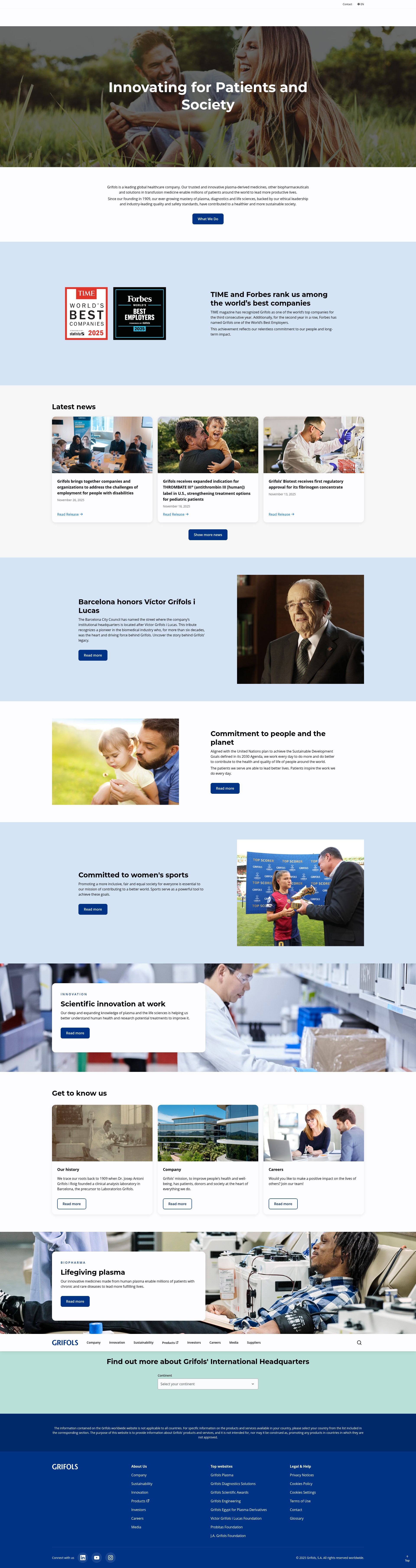 Screenshot of grifols.com
