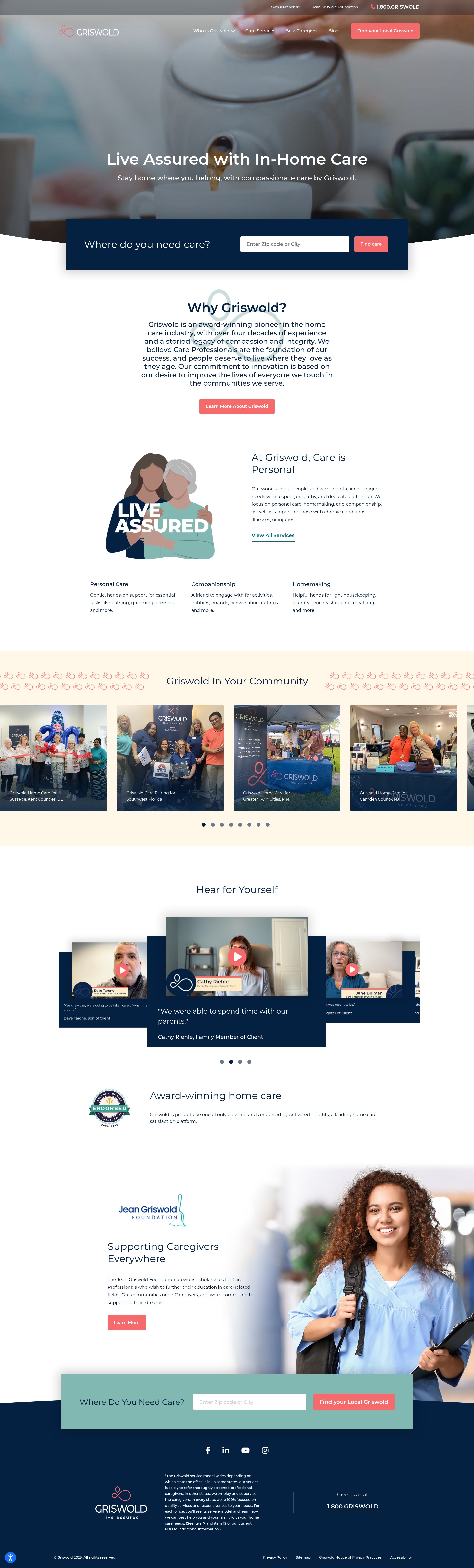 Screenshot of griswoldhomecare.com