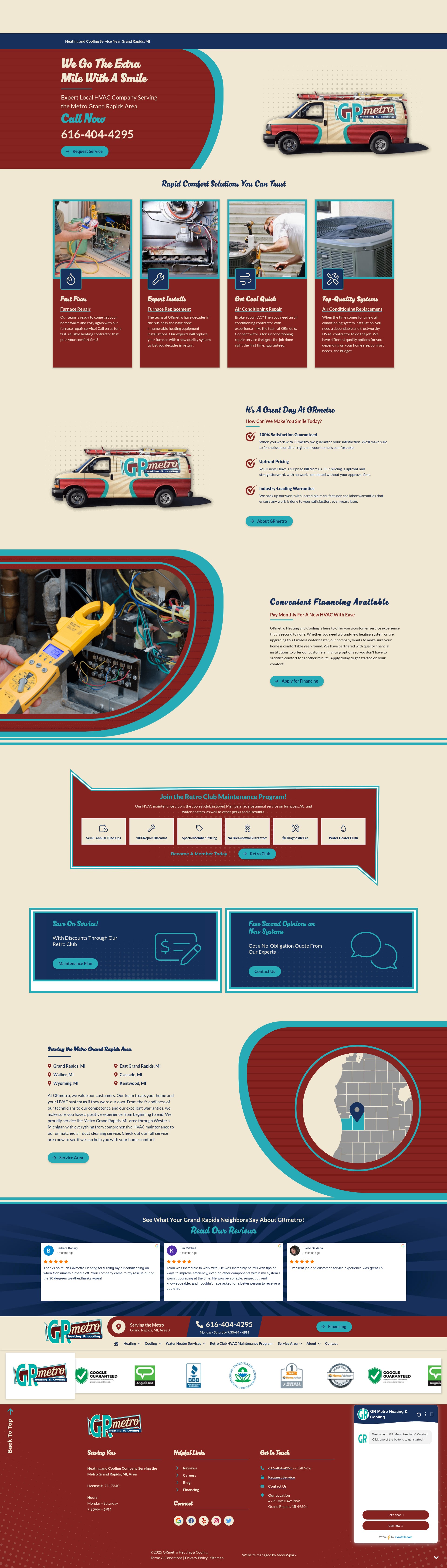 Screenshot of grmetroheatingandcooling.com