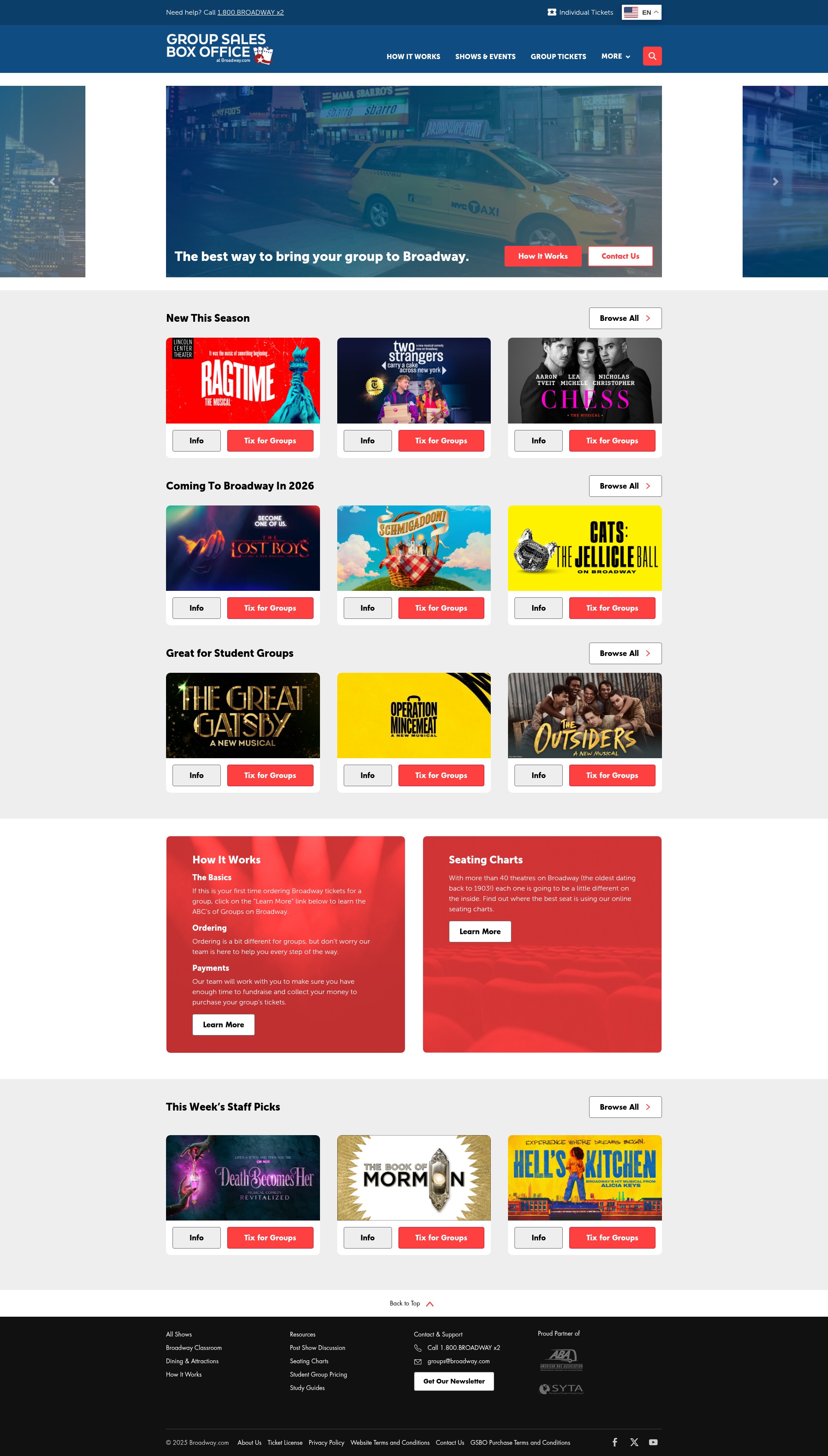 Screenshot of groups.broadway.com