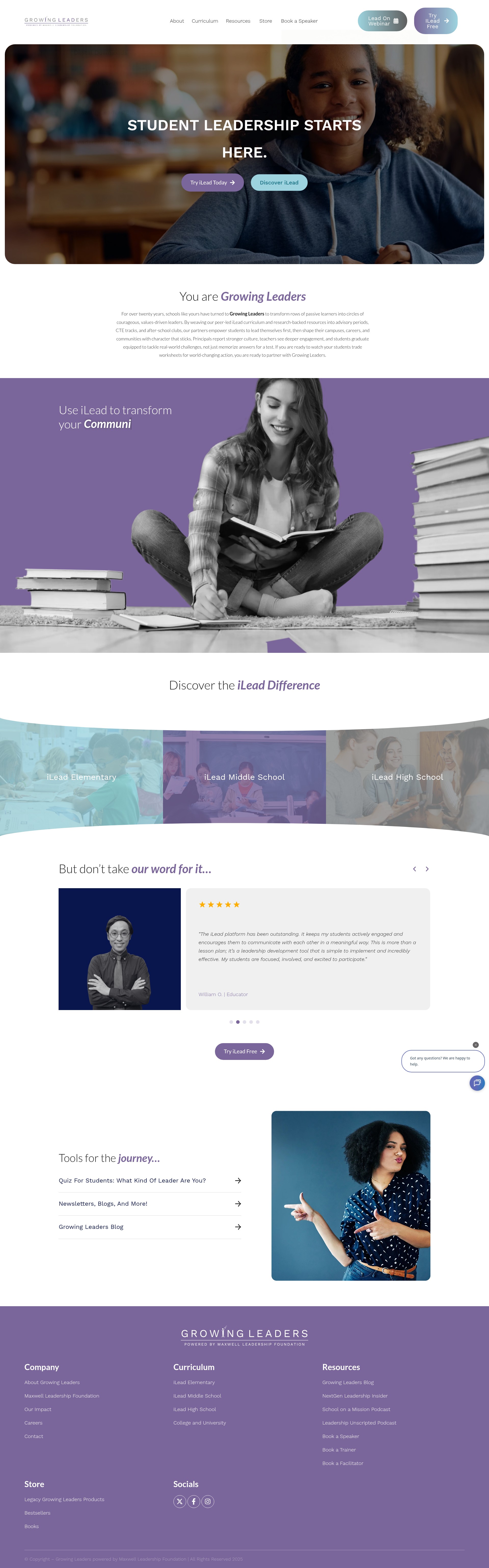 Screenshot of growingleaders.com