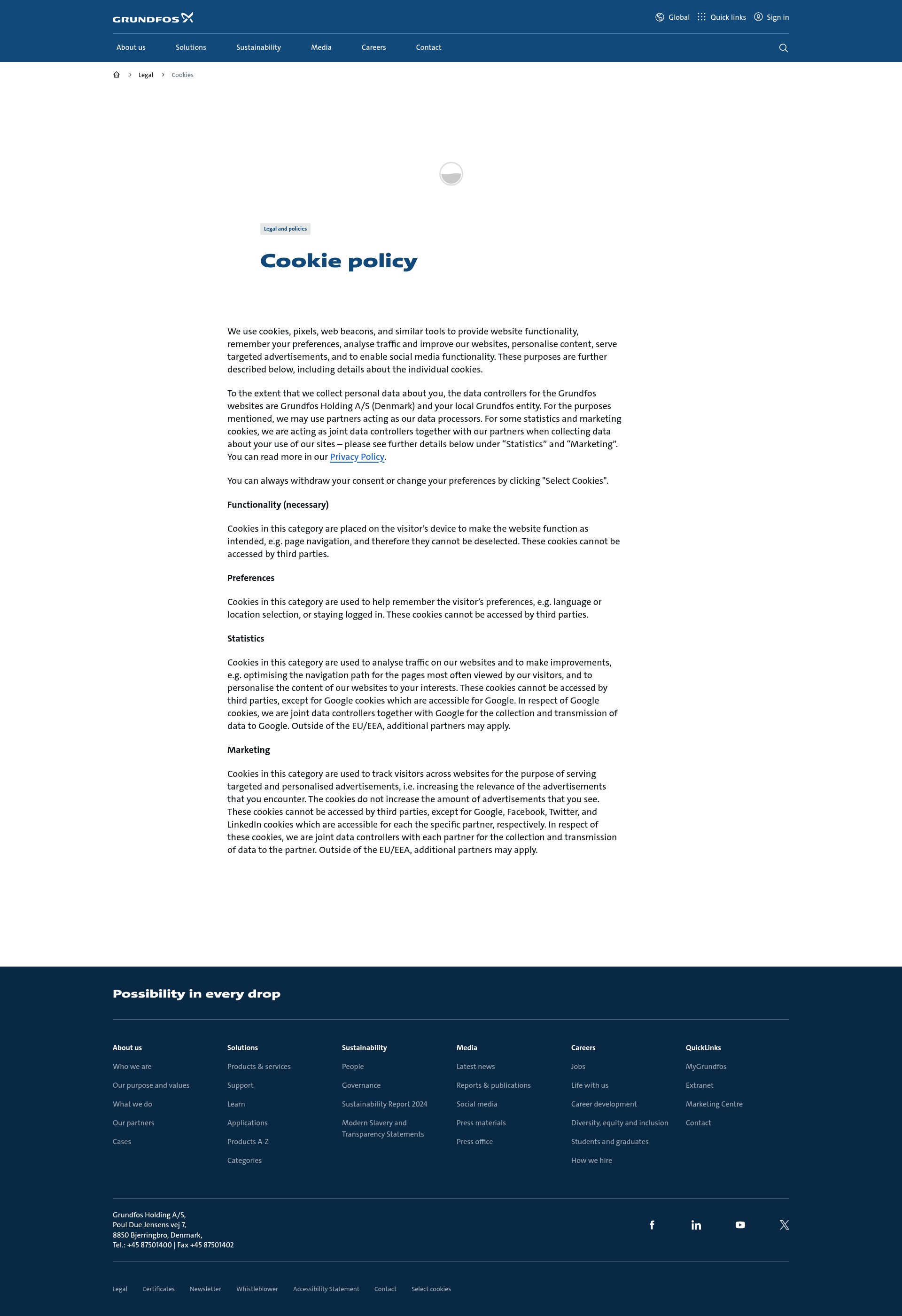Screenshot of grundfos.com