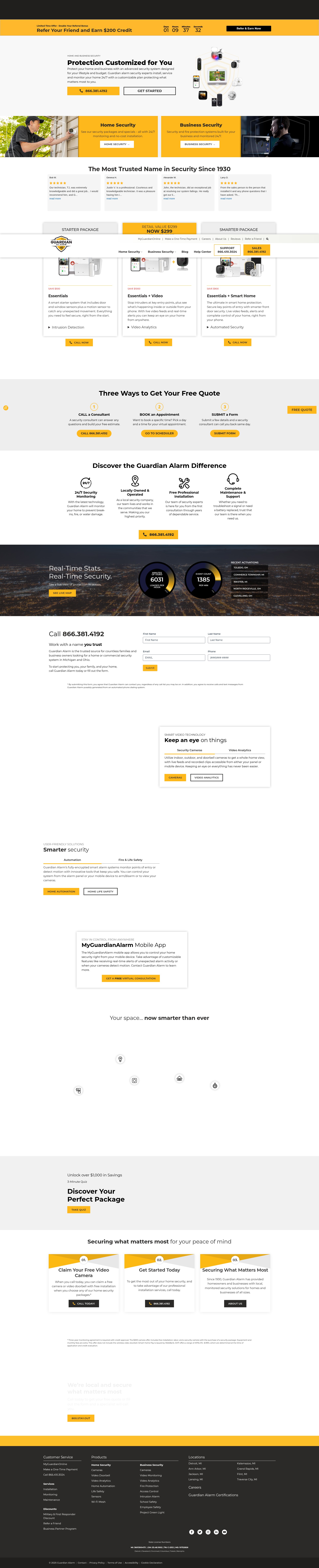 Screenshot of guardianalarm.com