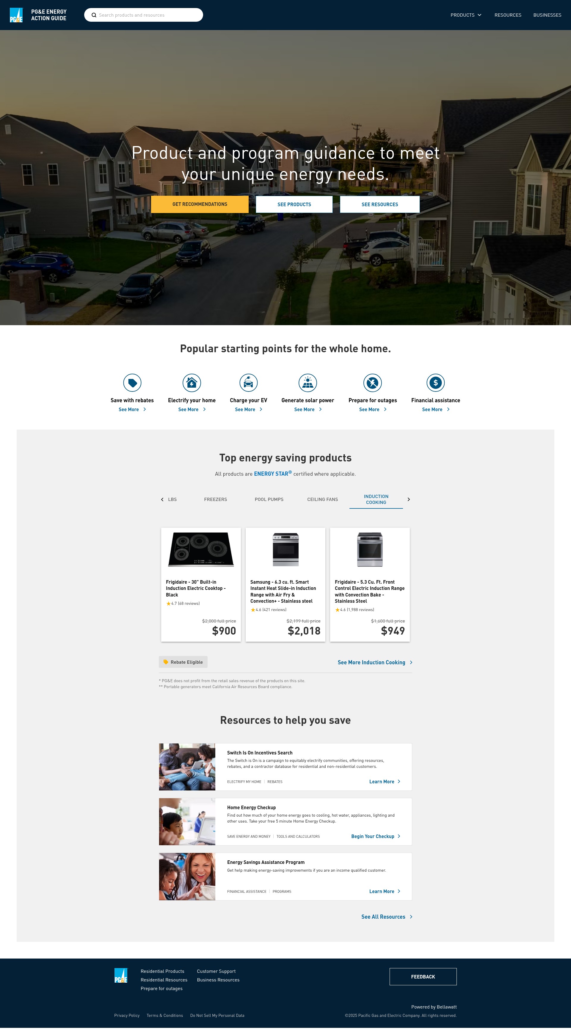 Screenshot of guide.pge.com