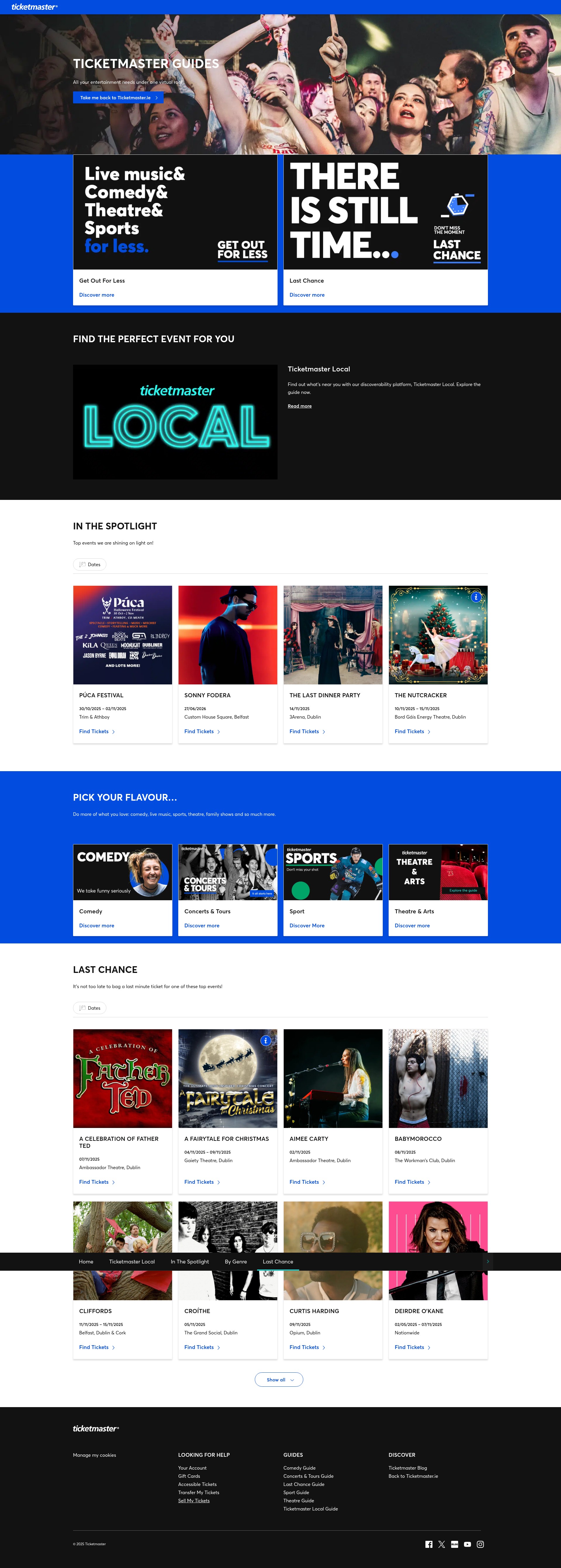 Screenshot of guides.ticketmaster.ie