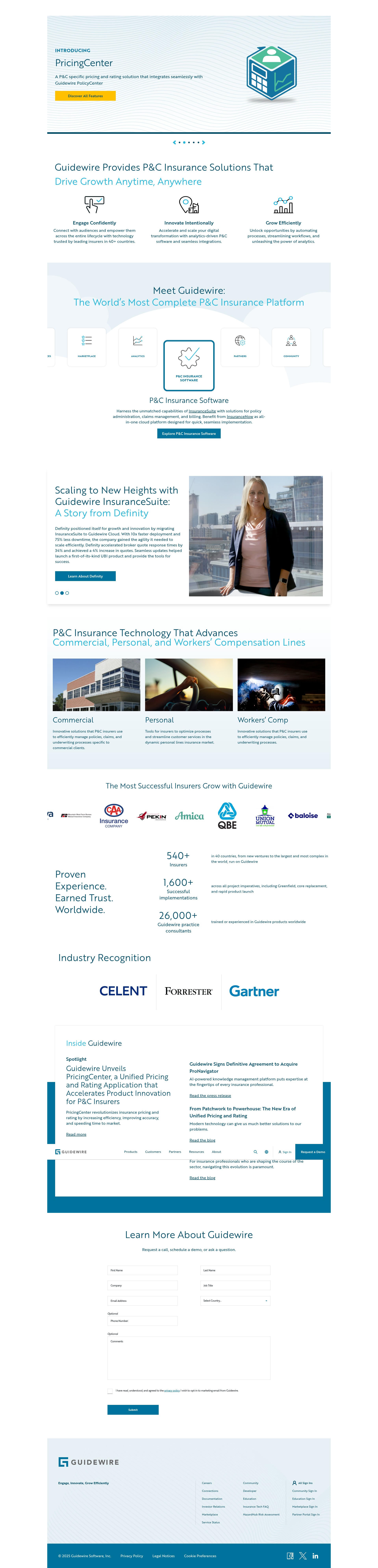 Screenshot of guidewire.com