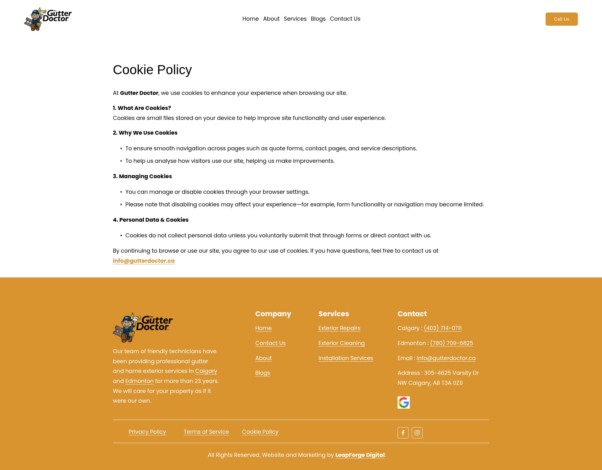 Screenshot of gutterdoctor.ca