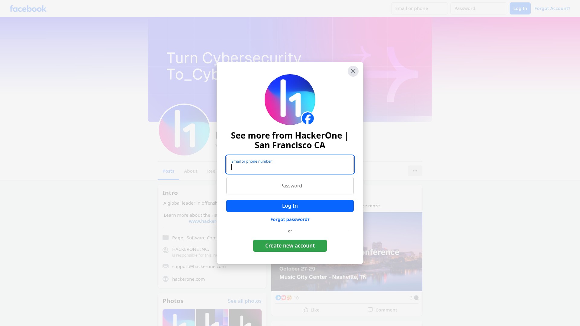 Screenshot of hackerone.com