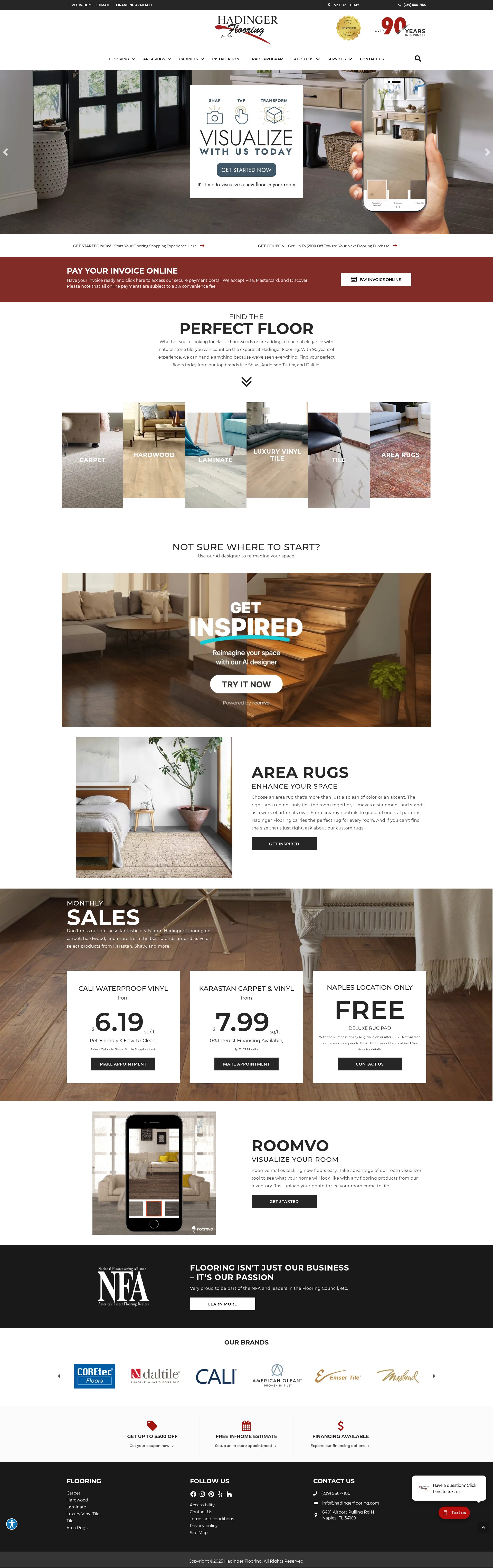 Screenshot of hadingerflooring.com