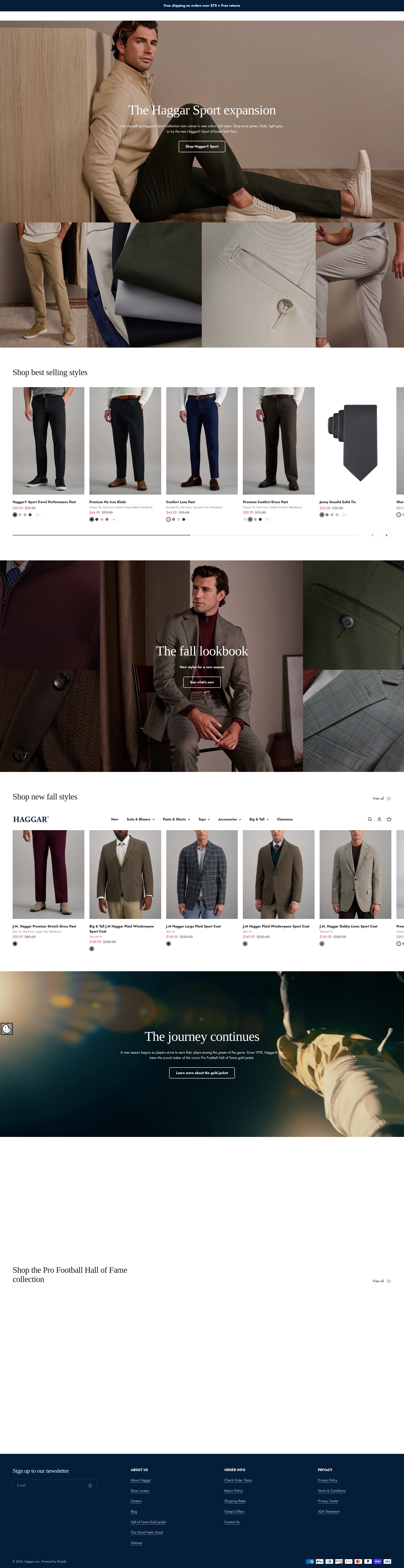 Screenshot of haggar.com