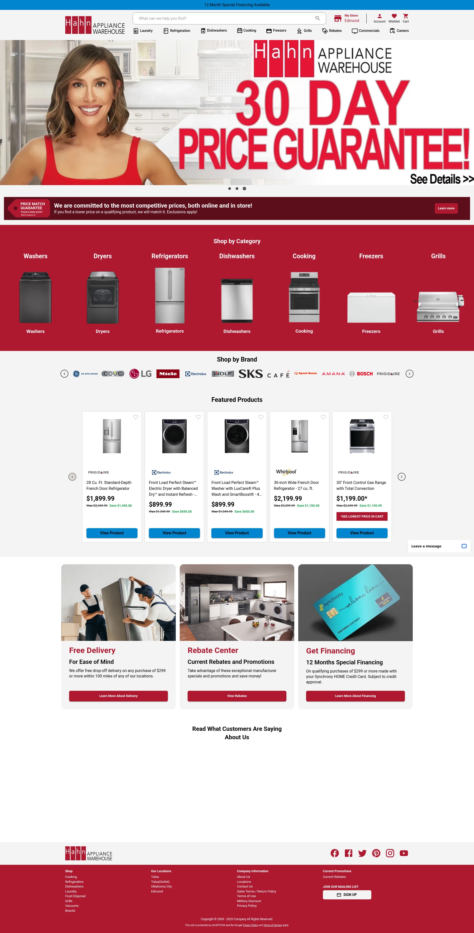 Screenshot of hahnappliance.com
