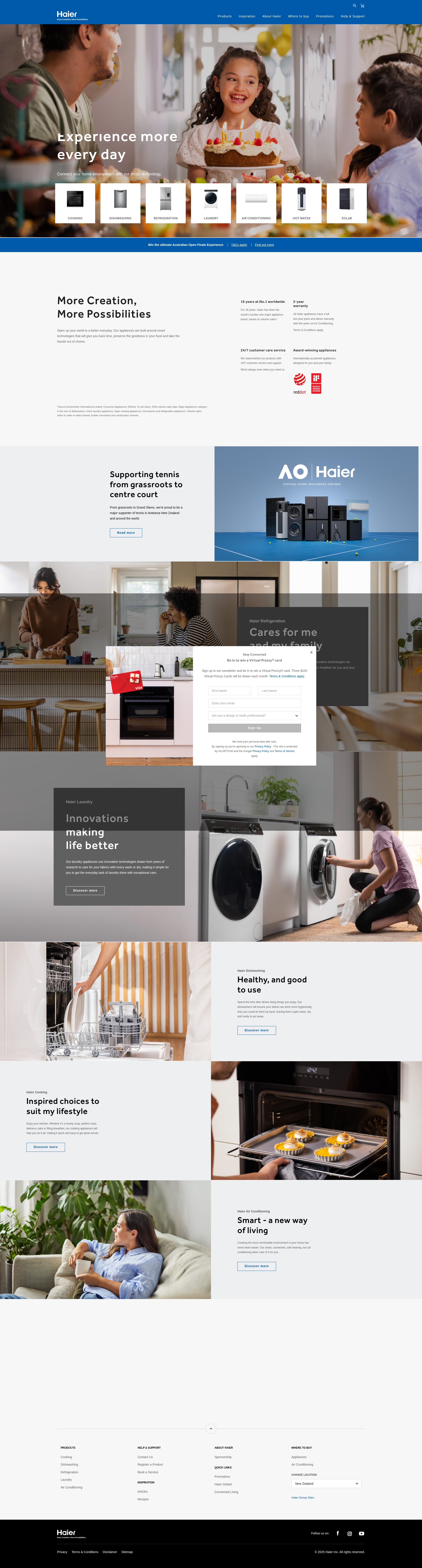 Screenshot of haier.co.nz