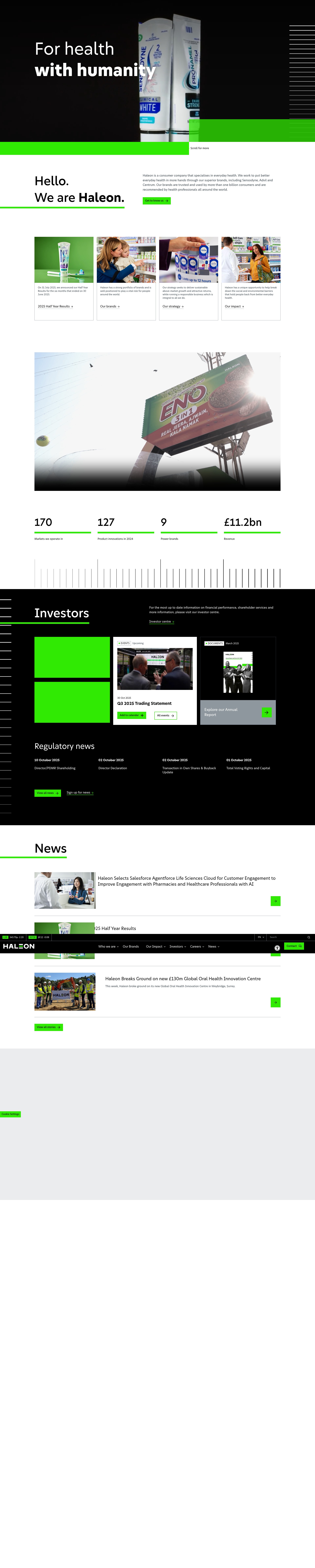 Screenshot of haleon.com