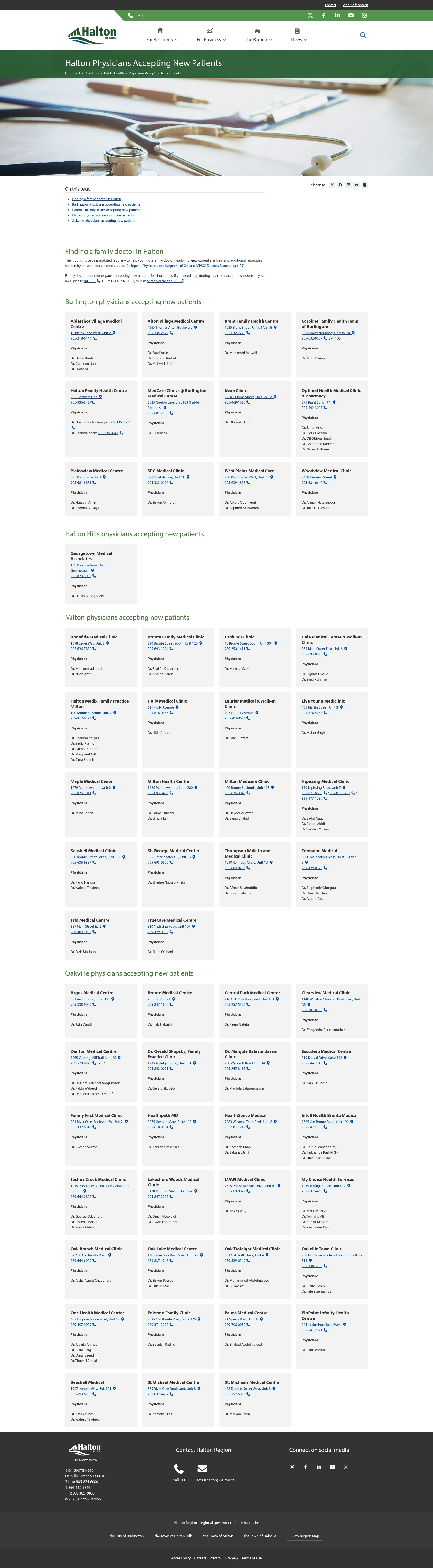 Screenshot of halton.ca