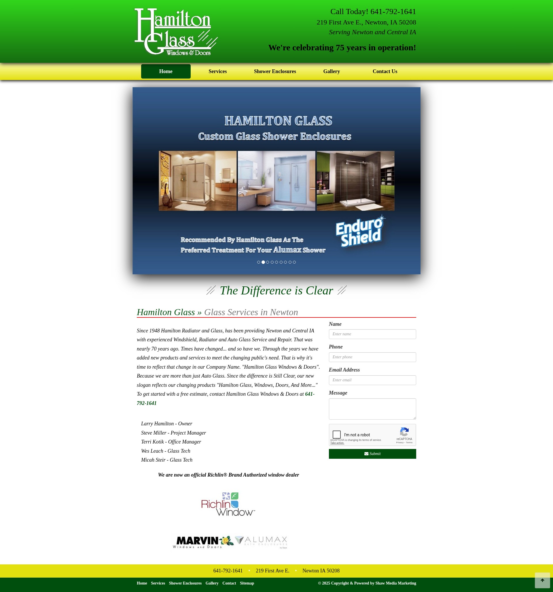 Screenshot of hamiltonglass.com
