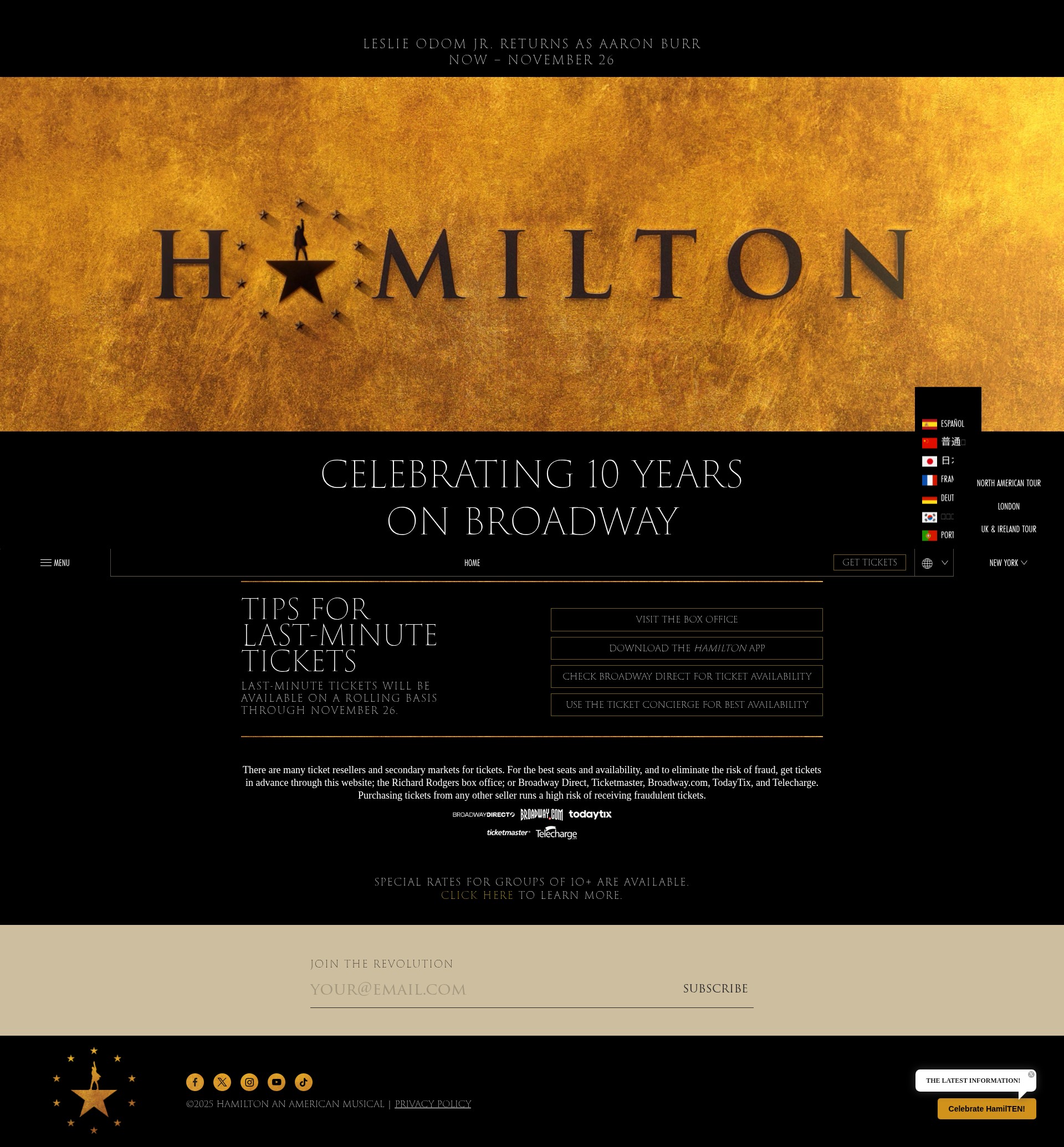 Screenshot of hamiltonmusical.com
