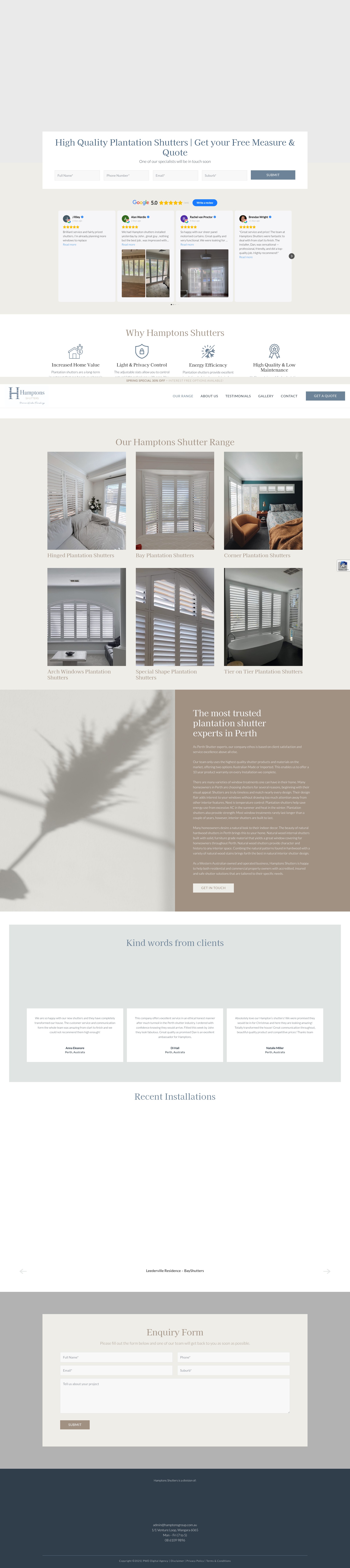 Screenshot of hamptonsshuttersperth.com.au