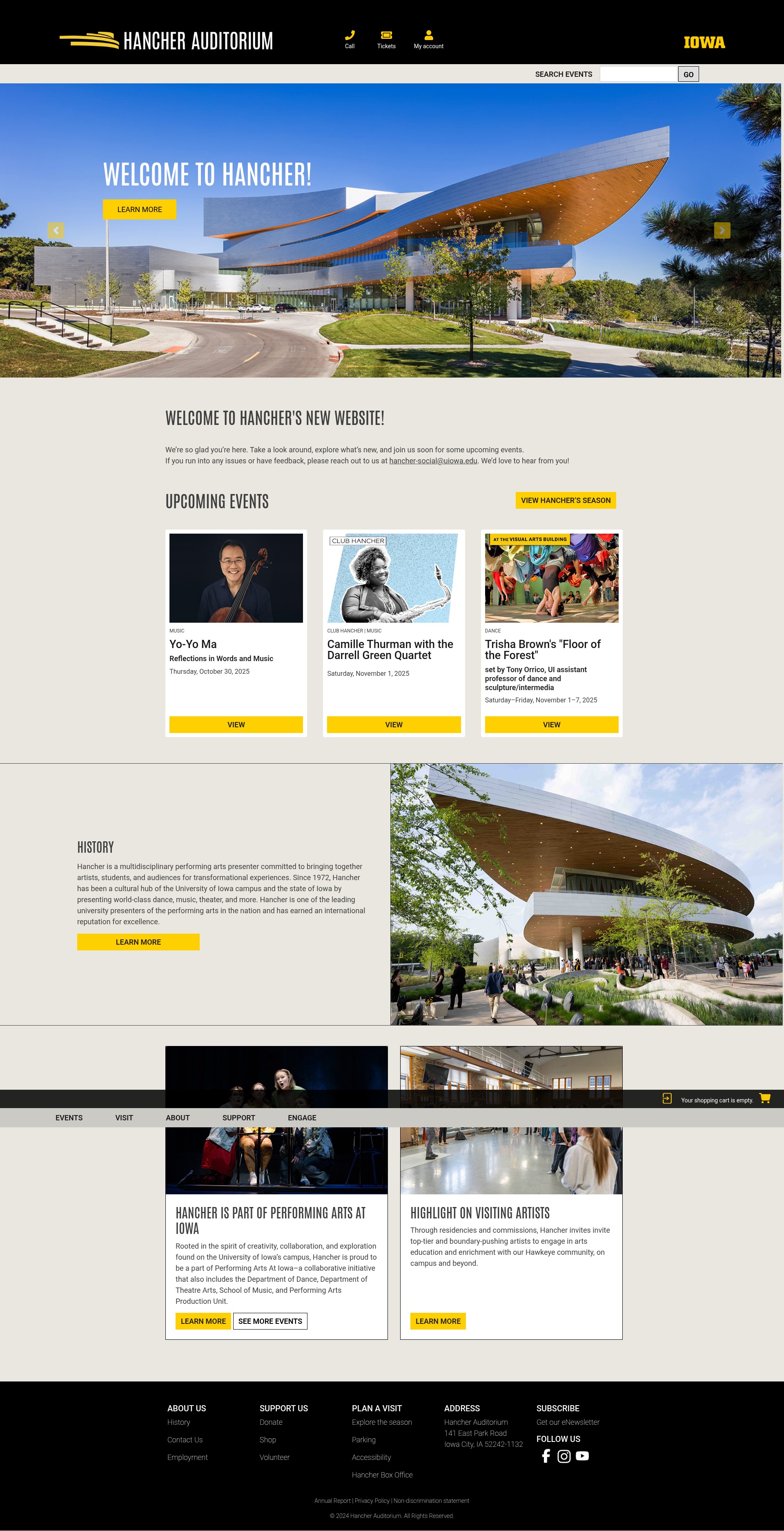 Screenshot of hancher.uiowa.edu