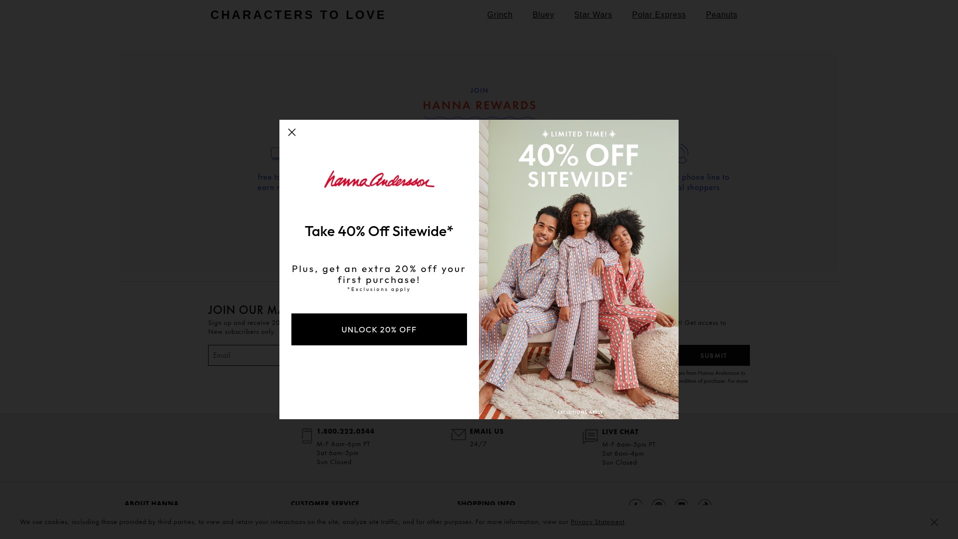 Screenshot of hannaandersson.com