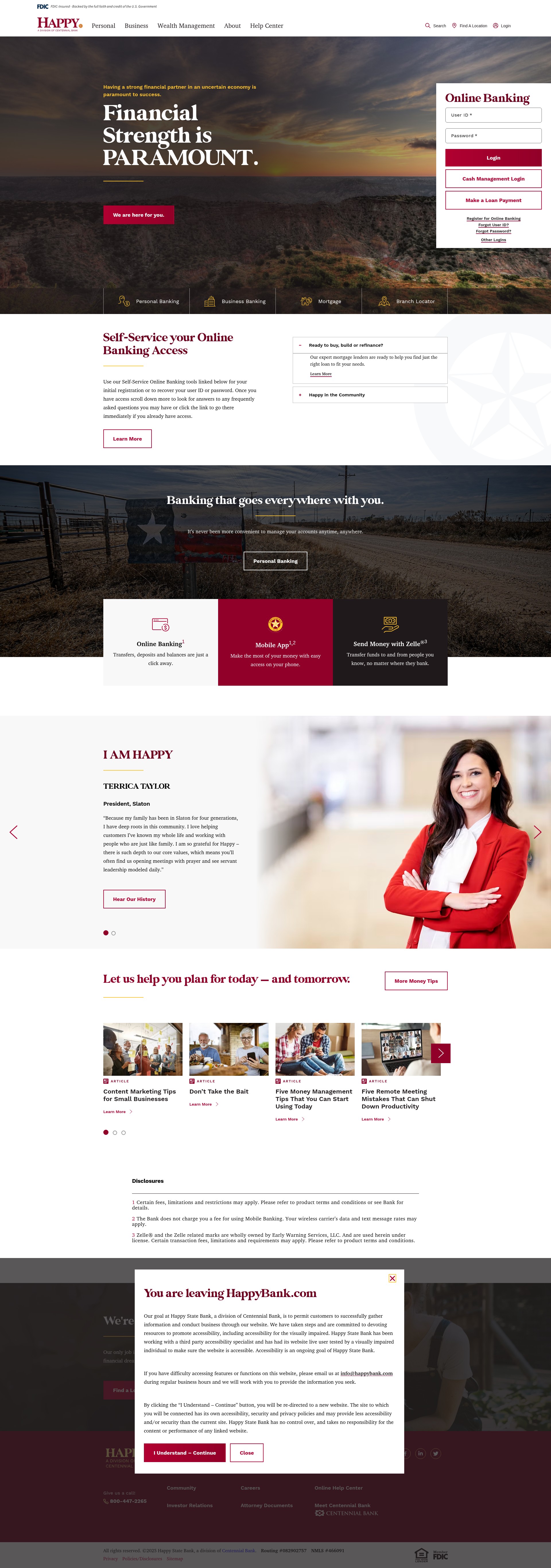 Screenshot of happybank.com