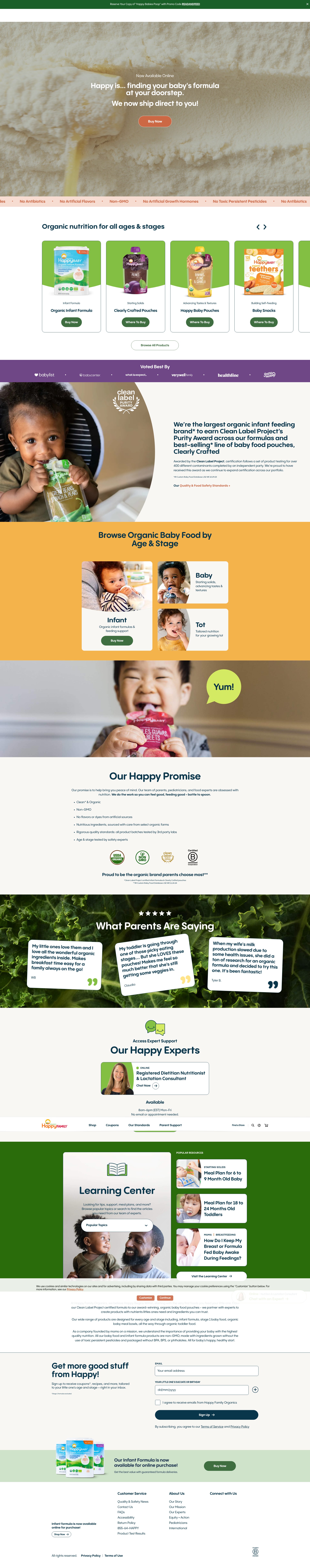 Screenshot of happyfamilyorganics.com