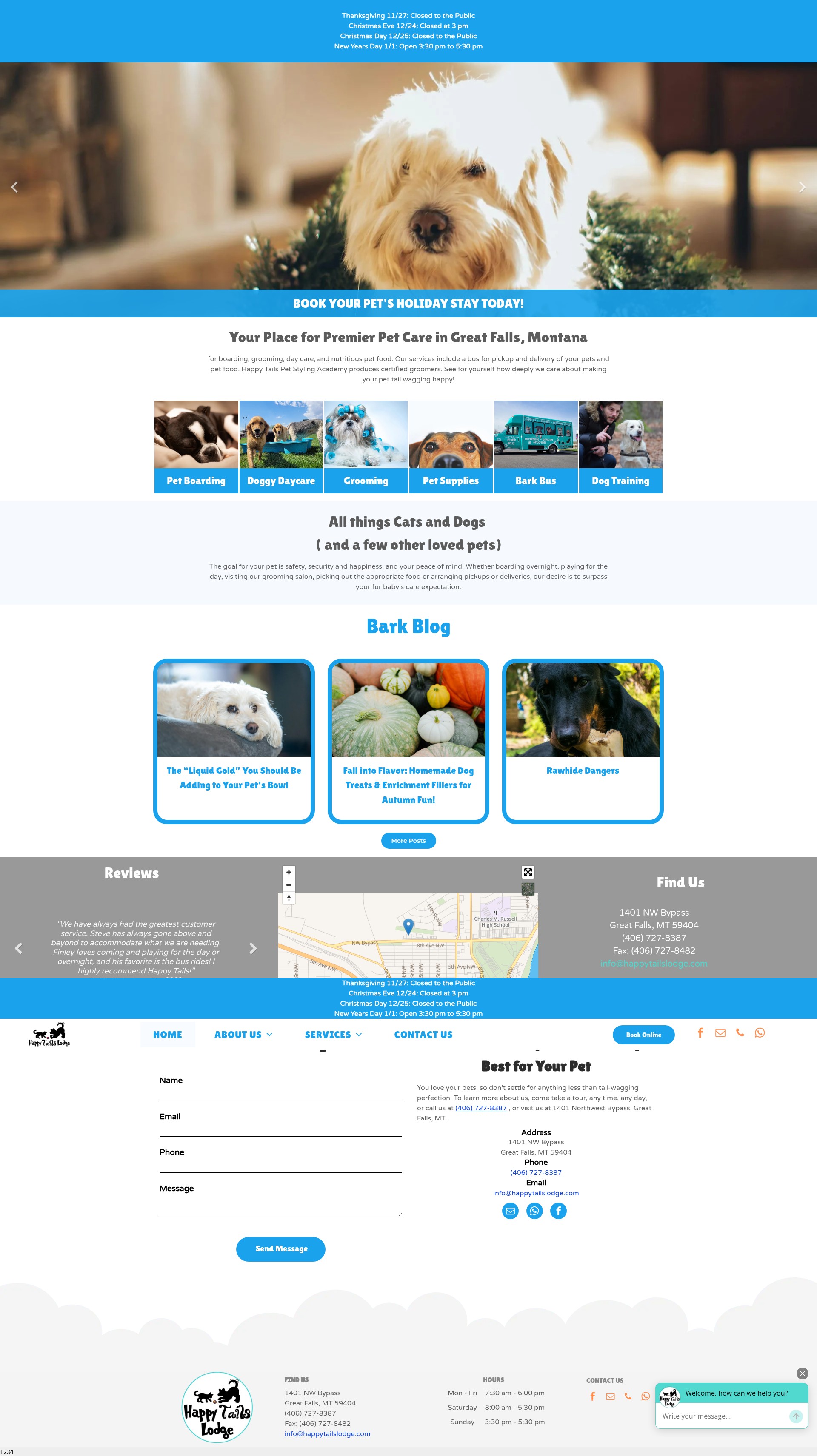 Screenshot of happytailslodge.com